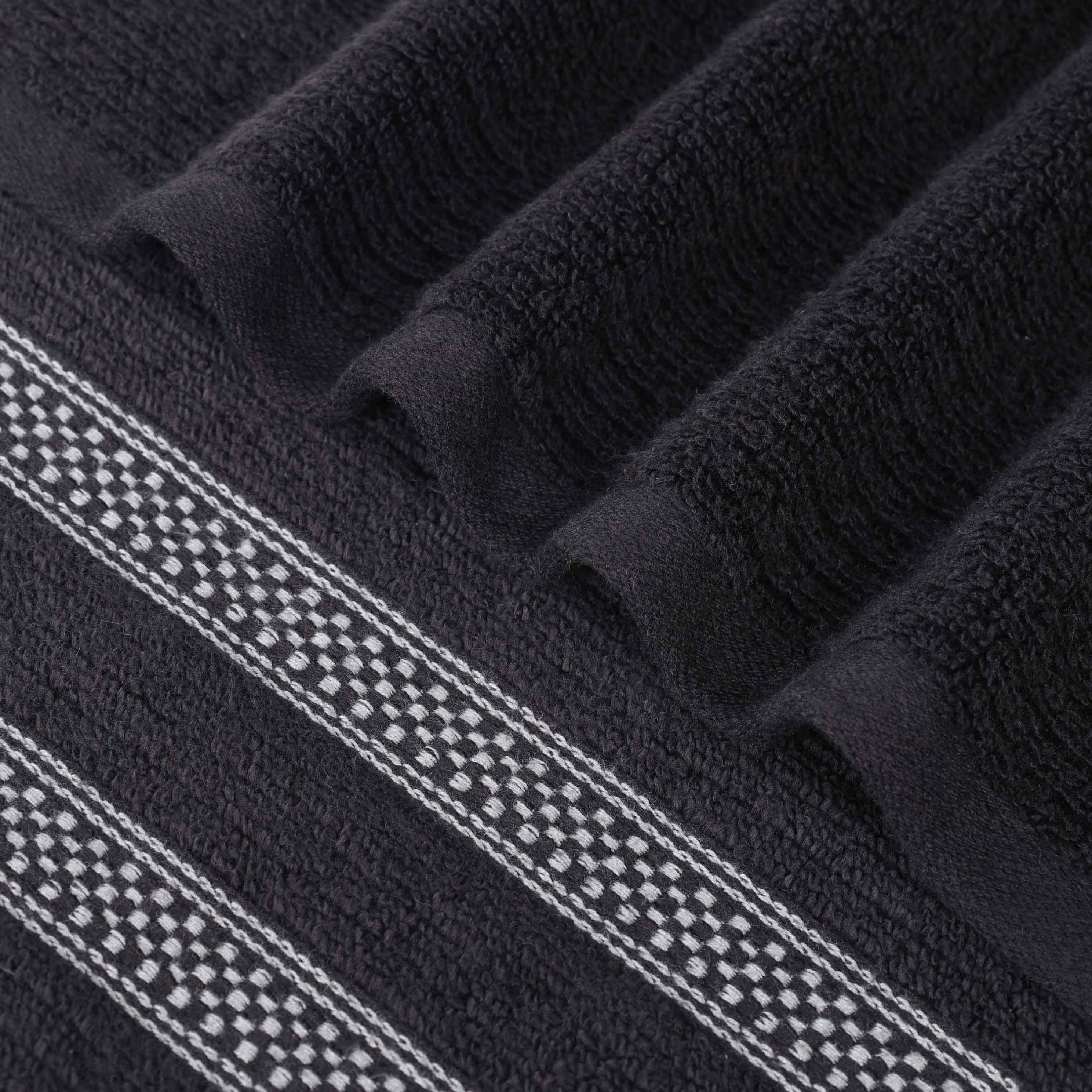 12-Pack Zero Twist Cotton Ribbed Geometric Border Plush Face Towels | Ultra Soft Bath & Hand Towels for Spa, Gym, Travel & Home Use