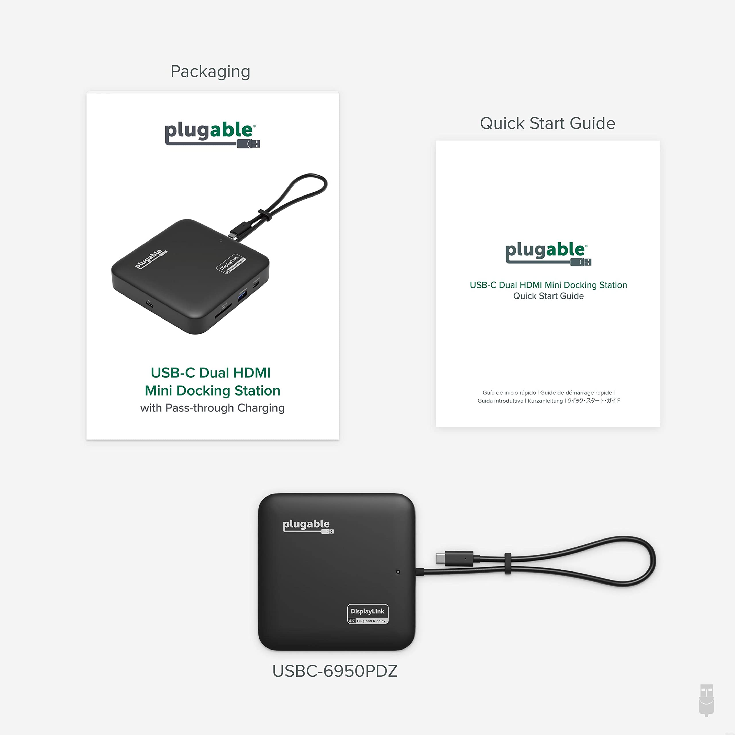 Plugable 7-in-1 USB C Docking Station with Dual HDMI for Mac & Windows - USB4/Thunderbolt 3 Compatible, 100W PD Charging, 2x HDMI 4K, USB-C, Gigabit Ethernet, USB 3.0 & SD Card Reader - Perfect for Home Office & Multi-Monitor Workstations