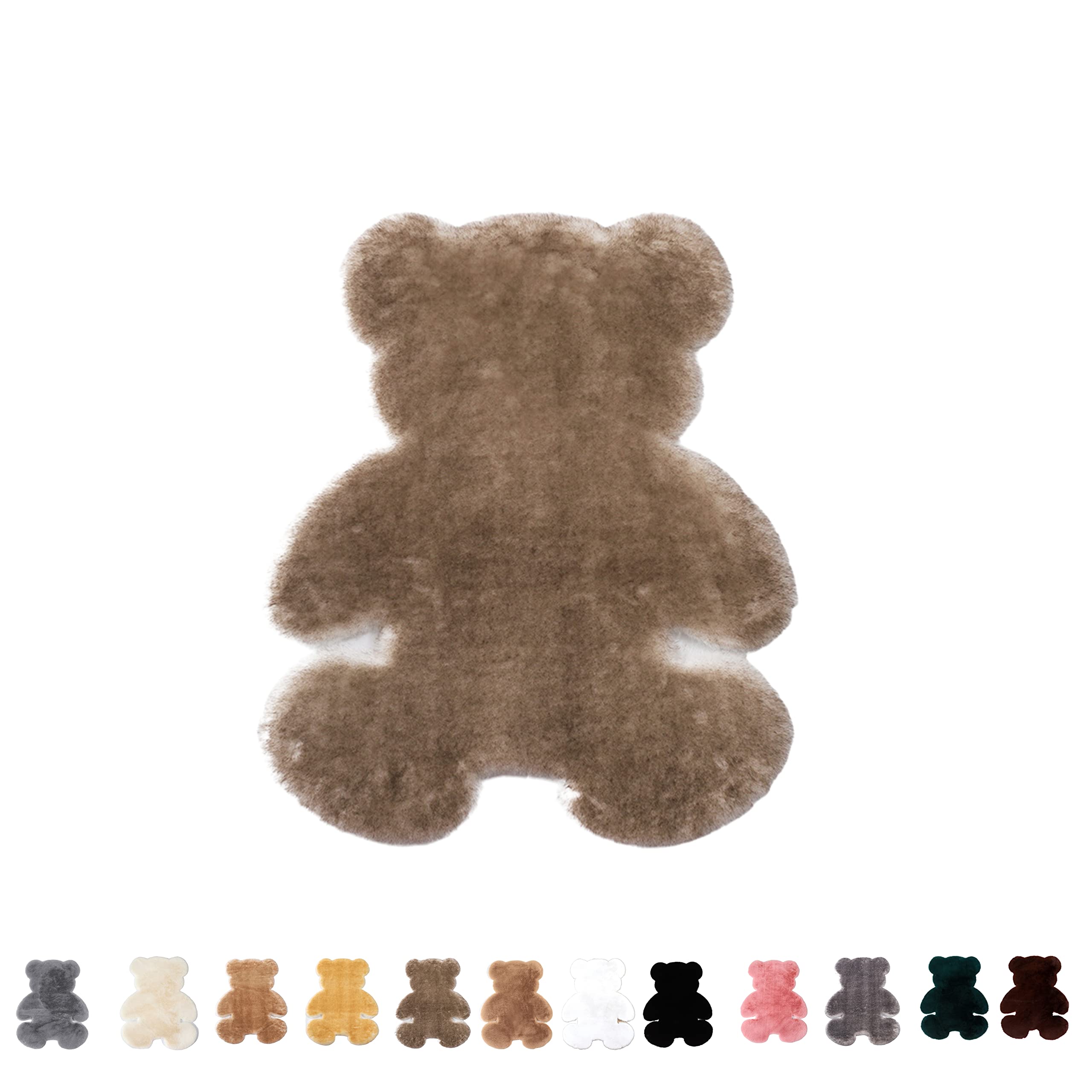 HYGGE HOME Ultra Soft Faux Rabbit Fur Area Rug - Brown Shaggy Fluffy Rug for Bedroom & Living Room Decor | Cozy Teddy Bear Shaped Accent Rug for Girls Room & Aesthetic Home Design | Perfect for Floor Seating, Nursery, and Instagram-Worthy Spaces
