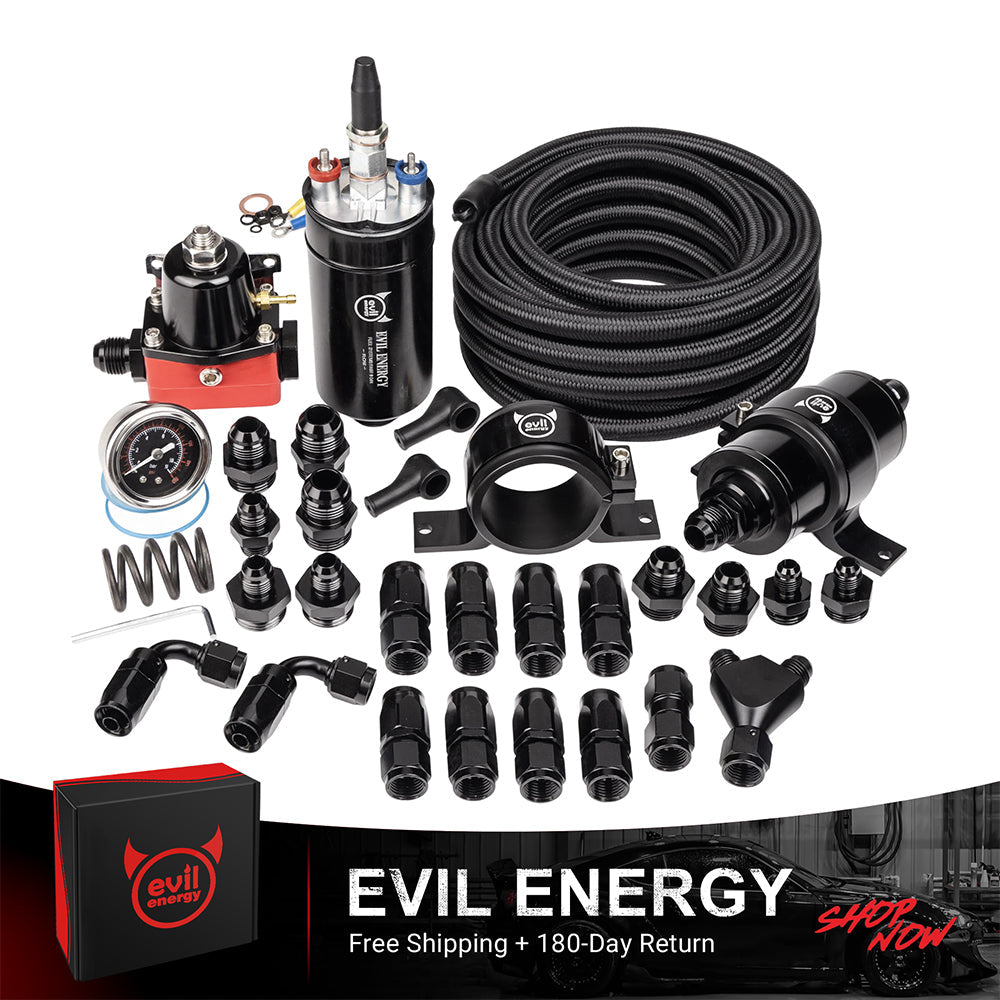 EVIL ENERGY CPE/PTFE LS Swap Fuel Kit with 6AN Fuel Line, Fittings, Fuel Filter & 20-120PSI Fuel Pressure Regulator | High Performance Fuel Pump Upgrade | Perfect for LS Engine Swaps, Hot Rods & Performance Car Builds