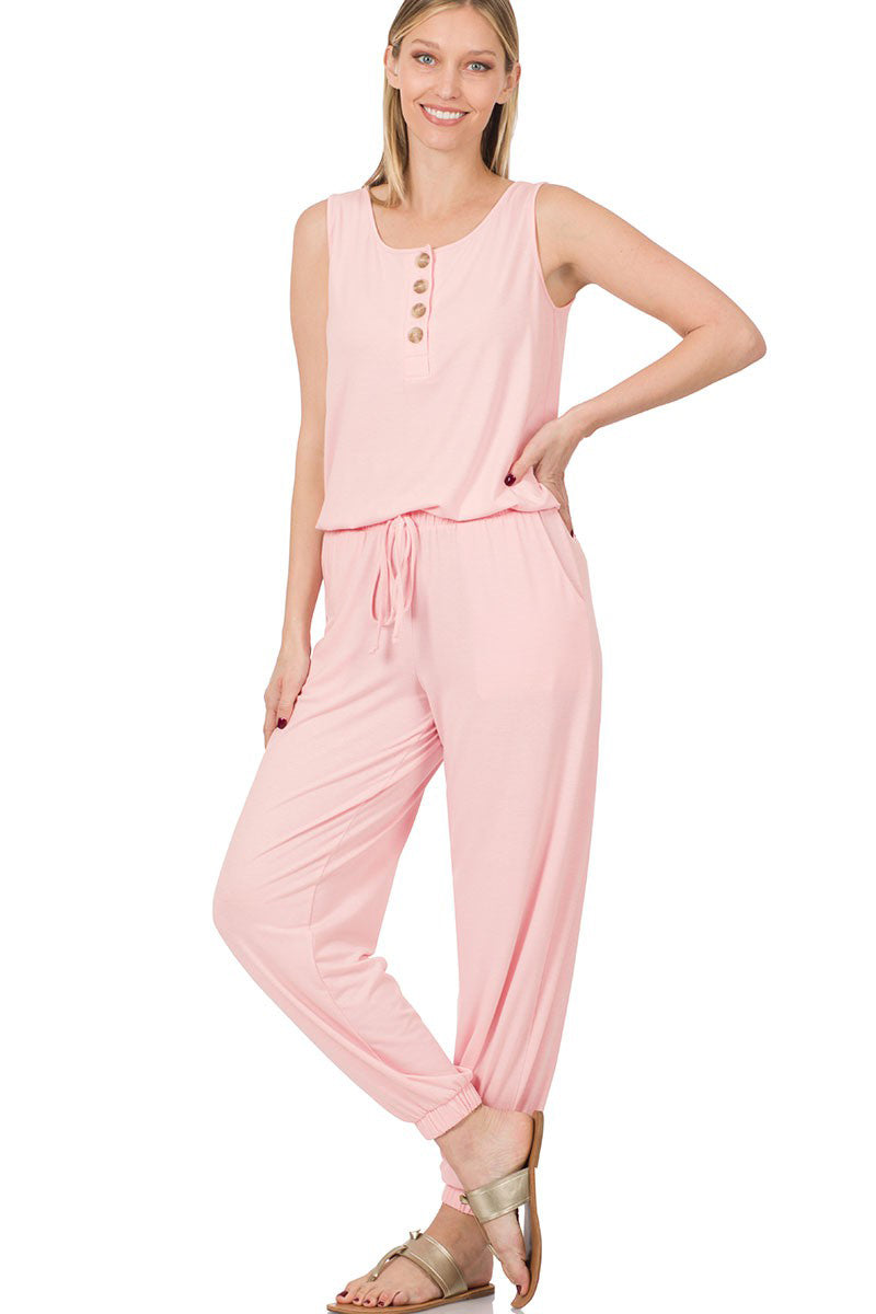Women's Jogger Jumpsuit with Pockets - Comfortable Casual Romper for Lounge Wear, Running Errands & Travel Outfits