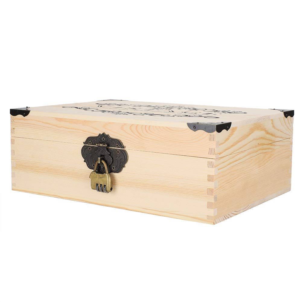 Brrnoo Solid Pine Wood Organizer Box with Lock - Large Wooden Storage Box for Cosmetics, Jewelry & Silver Coins | Perfect for Home Organization, Travel & Gift Giving