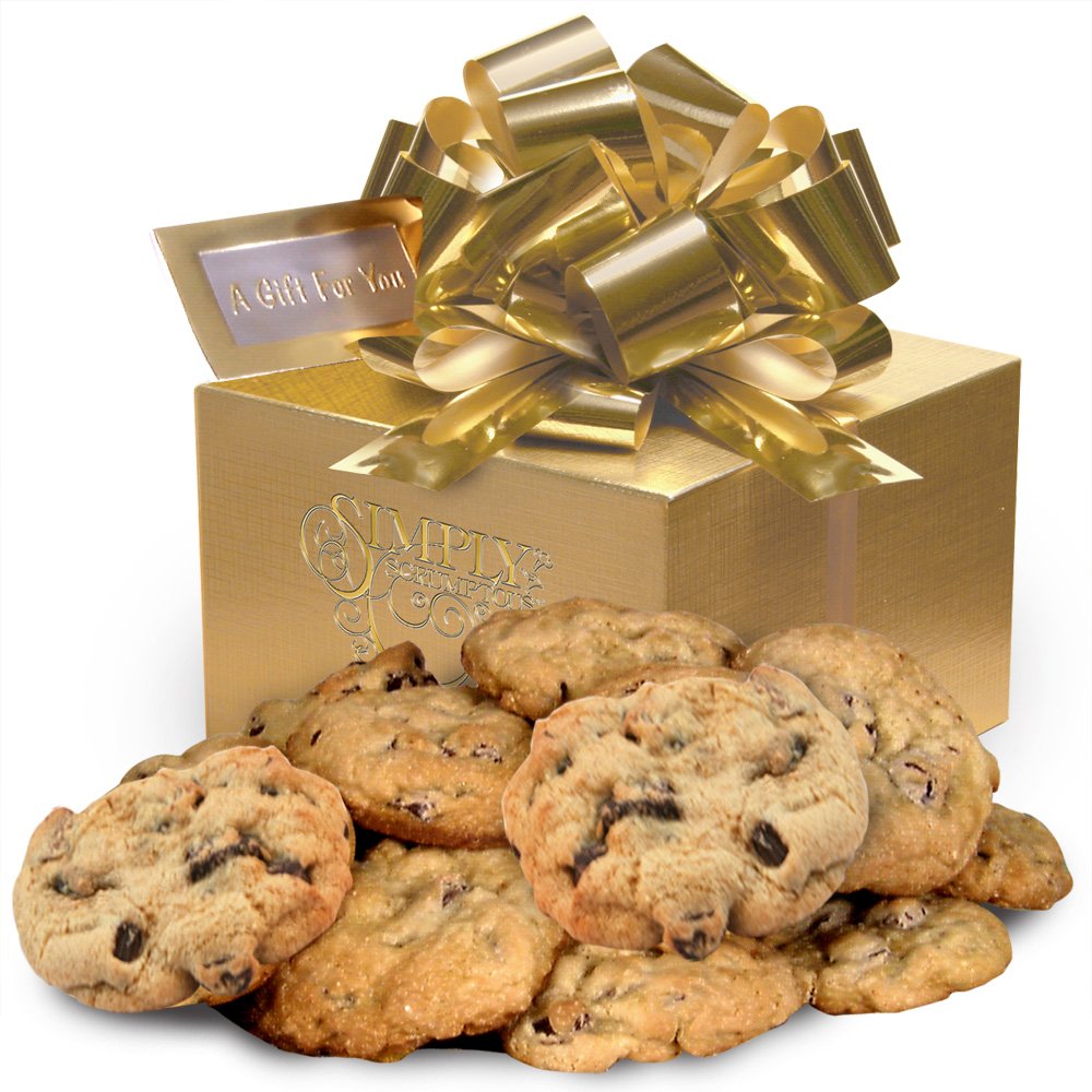 Delicious Low Fat Chocolate Chunk Cookies - Premium Gold Gift Box for Holidays, Parties & Corporate Gifting