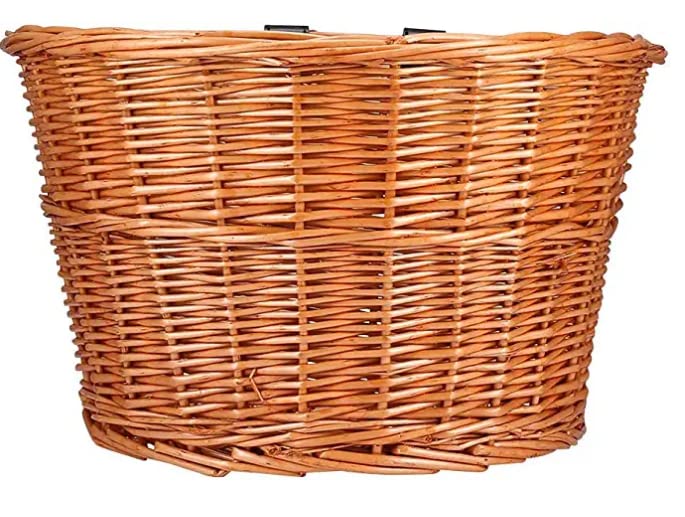 Fuoliystep Wicker D-Shaped Bike Basket - Lightweight Portable Front Bicycle Basket for Shopping, Groceries & Vegetables | Eco-Friendly Rattan Bike Accessory for Mountain & City Bikes | Perfect for Farmers Market, Picnics & Daily Commute