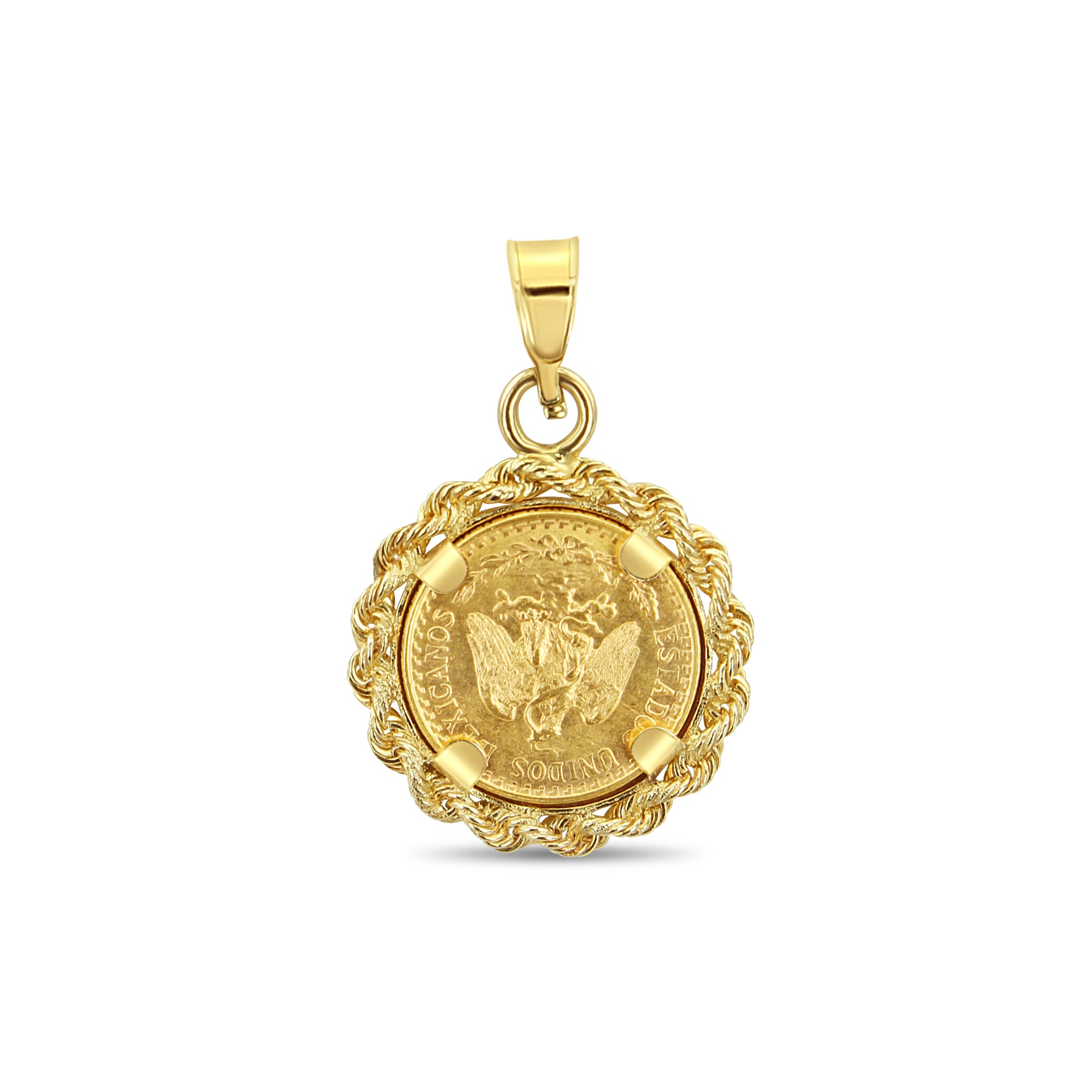 Authentic Dos Pesos Coin Necklace with Rope Bezel - Perfect for Layering & Everyday Jewelry | Vintage Mexican Coin Pendant for Women & Men
