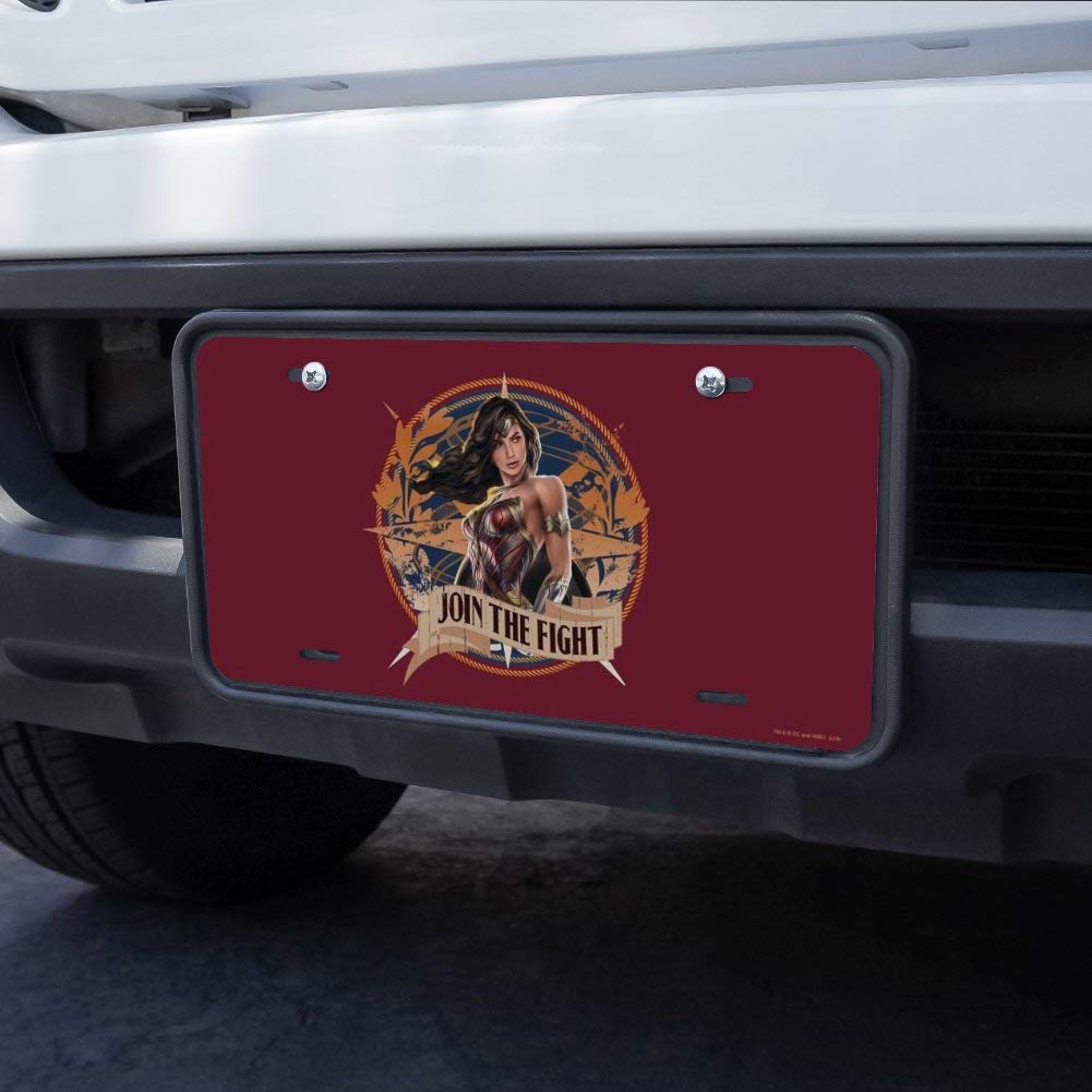 Wonder Woman Movie 'Join The Fight' Novelty Metal Vanity License Plate - Perfect for Car Decoration, Room Decor, and Superhero Fan Gifts