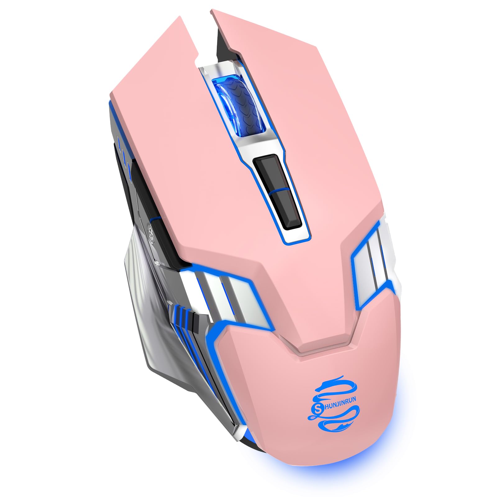 Bluetooth Wireless Mouse - Silent Rechargeable Multi-Device Mouse with RGB Lighting, BT5.0/3.0 & USB Connectivity for PC, Mac, MacBook Air/Pro, iPad - Perfect for Office Work, Gaming & Tablet Use (Pink)