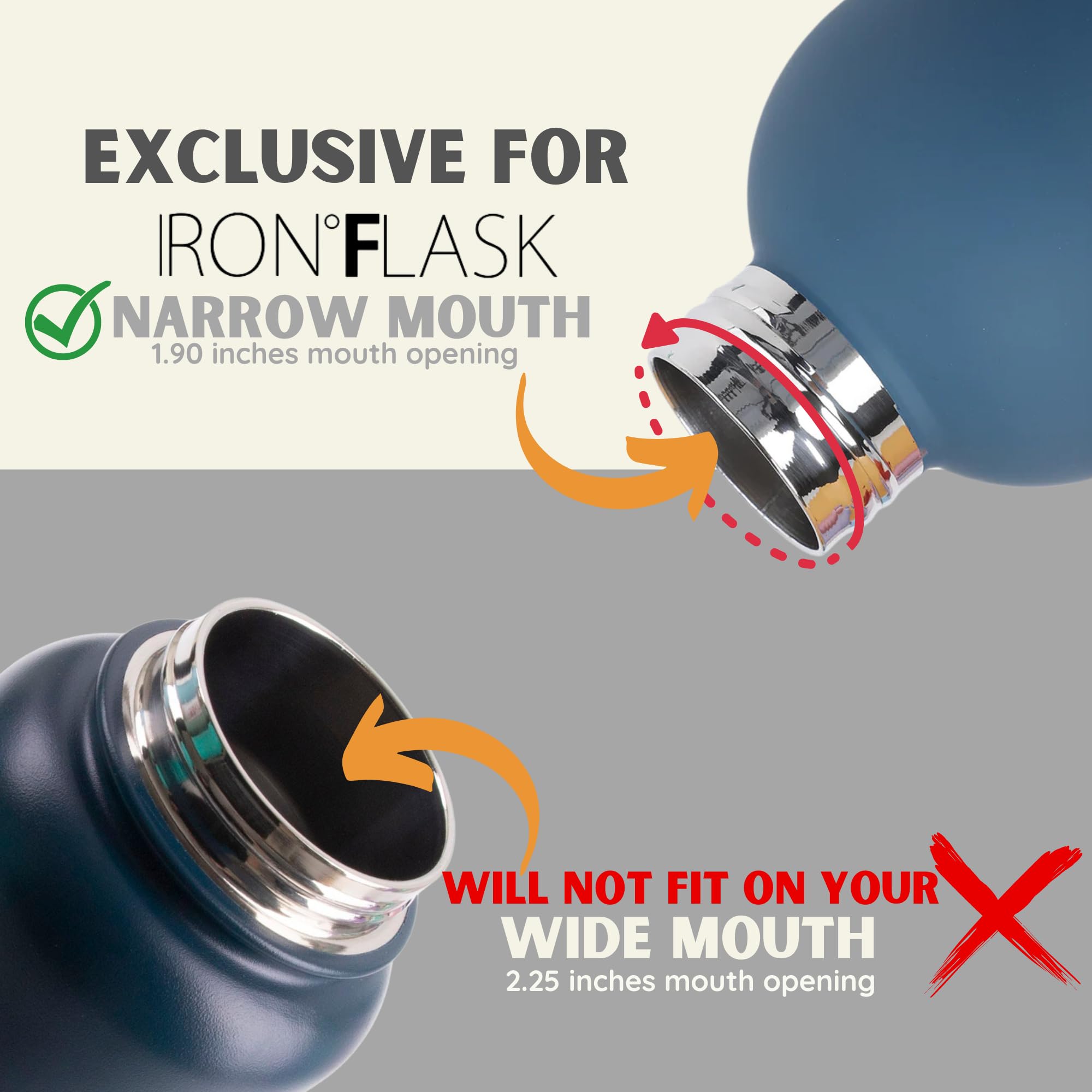 IRON °FLASK Spout Lid 2.0 for Narrow Mouth Insulated Water Bottles - BPA Free Sports Canteen Replacement Lid (2 Pack, Midnight Black) - Perfect for Gym, Hiking & Outdoor Activities
