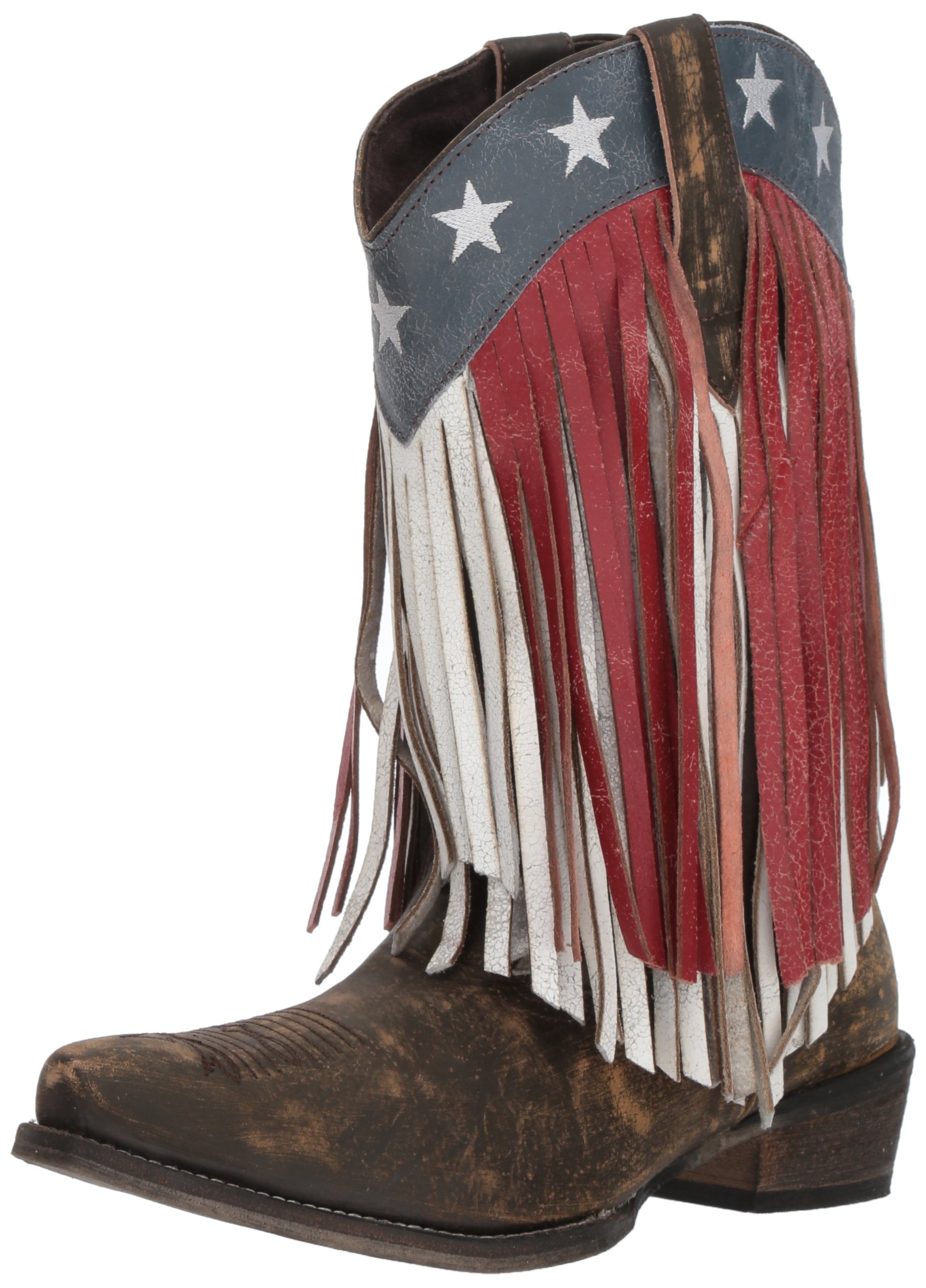 ROPER Women's American Beauty Fringe Western Boots - Cowgirl Ankle Booties for Country Line Dancing & Rodeo Events