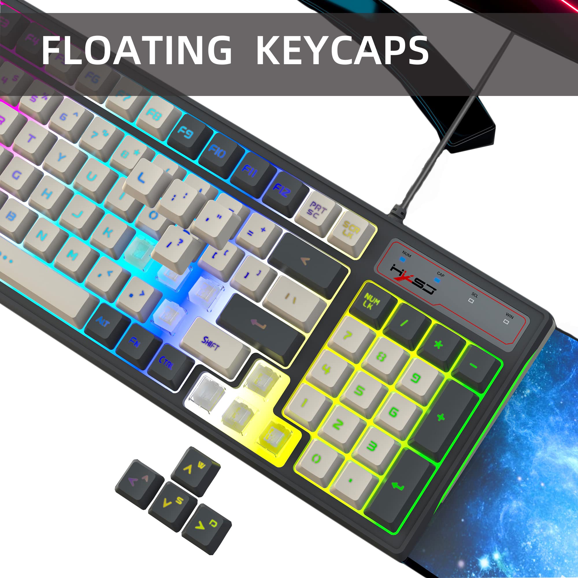 96-Key Wired Gaming Keyboard and Mouse Set with Anti-Ghosting, LED Backlit, 7-Button Optical Gaming Mouse (3600 DPI) - Perfect for PC Gaming, Esports & Office Work