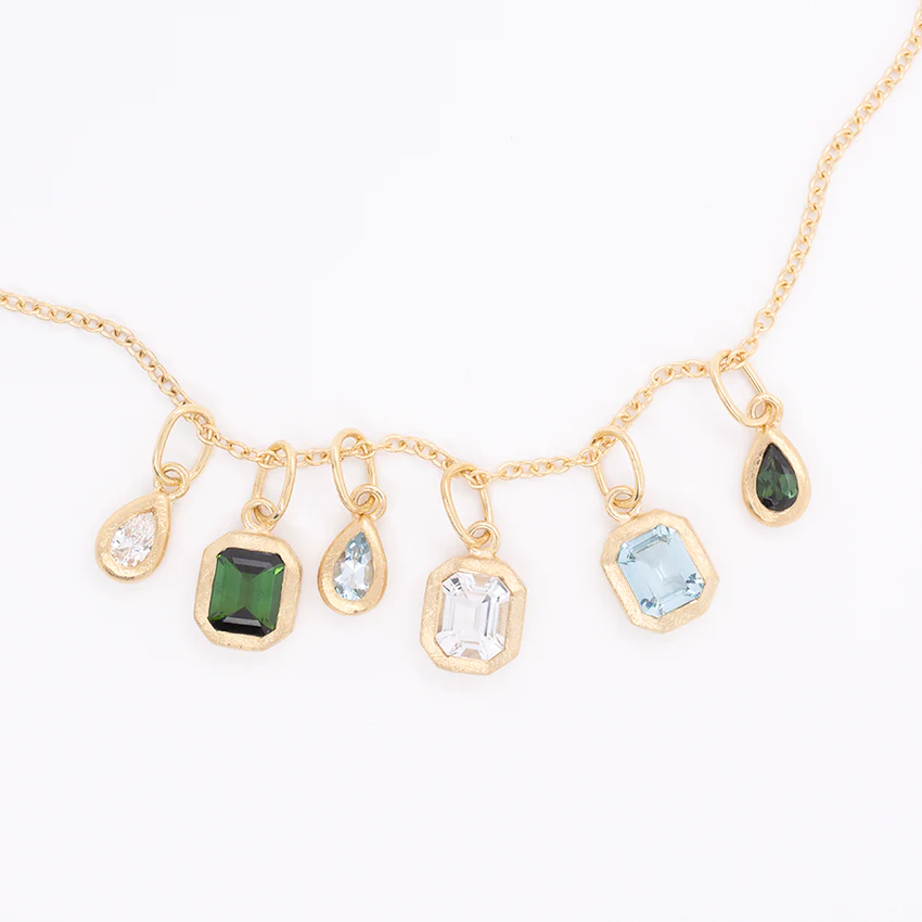 Boulder Emerald Cut Bezel Gemstone Charm Pendant - Elegant Jewelry for Women, Perfect for Necklace & Bracelet - Ideal for Gifts, Parties & Special Occasions