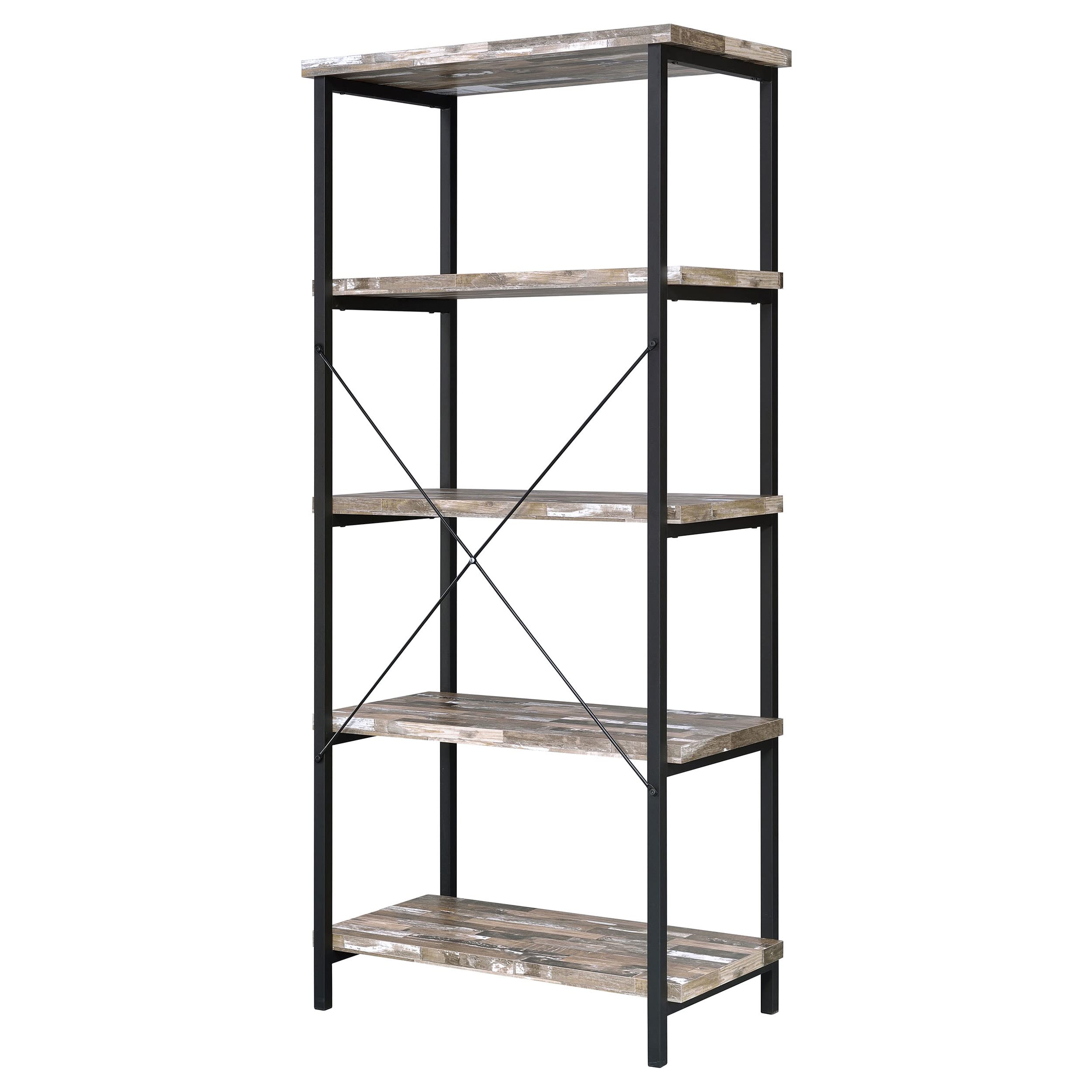 Coaster Furniture 801552 Salvaged Cabin & Black Bookcase - Perfect for Living Room, Office, or Study Room Storage