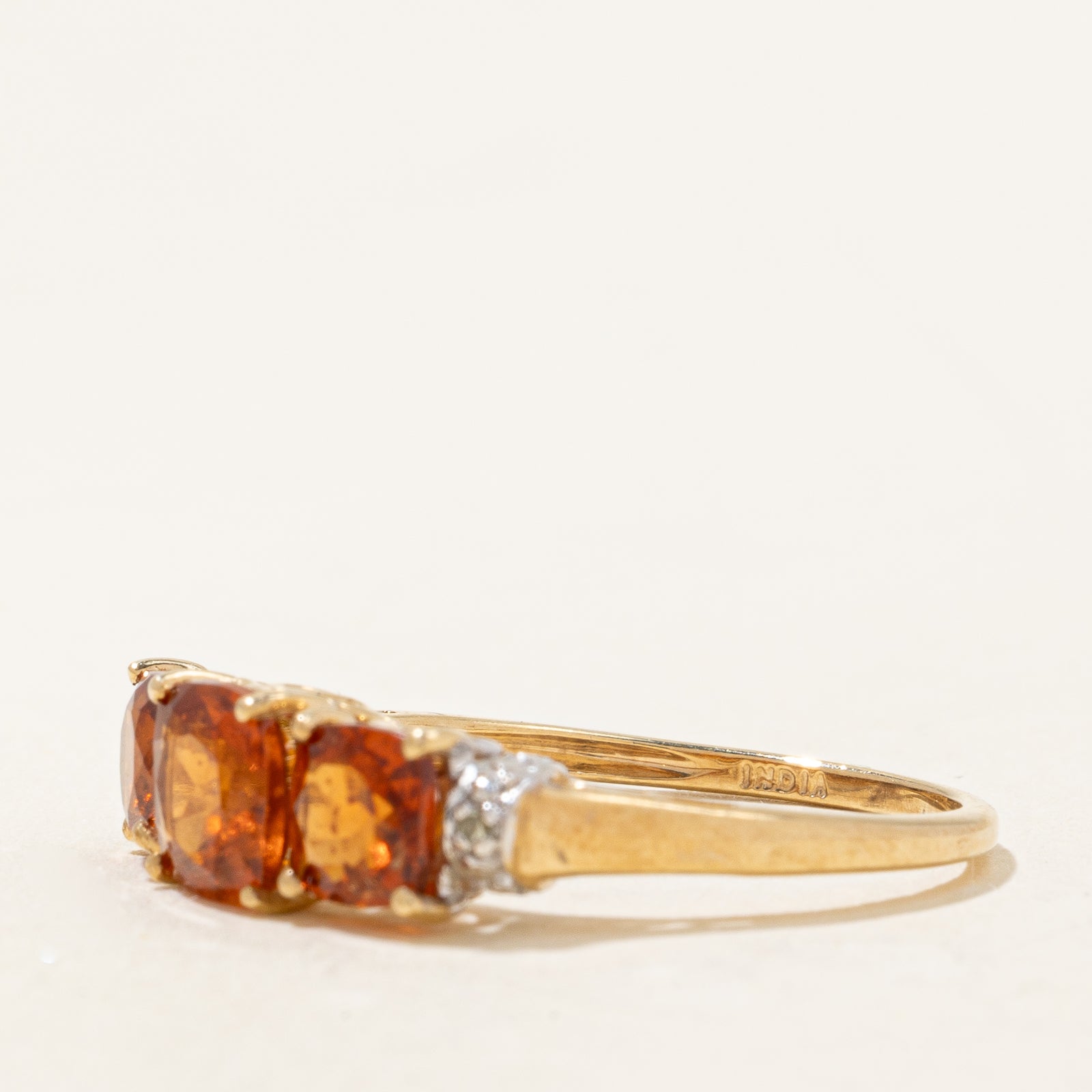 Hessonite Garnet and Diamond Ring 3.00ct Natural Gemstone 0.01ctw White Diamond 925 Sterling Silver Size 7.75 | Elegant Jewelry Gift for Women, Anniversary, Engagement, Wedding, Valentine's Day