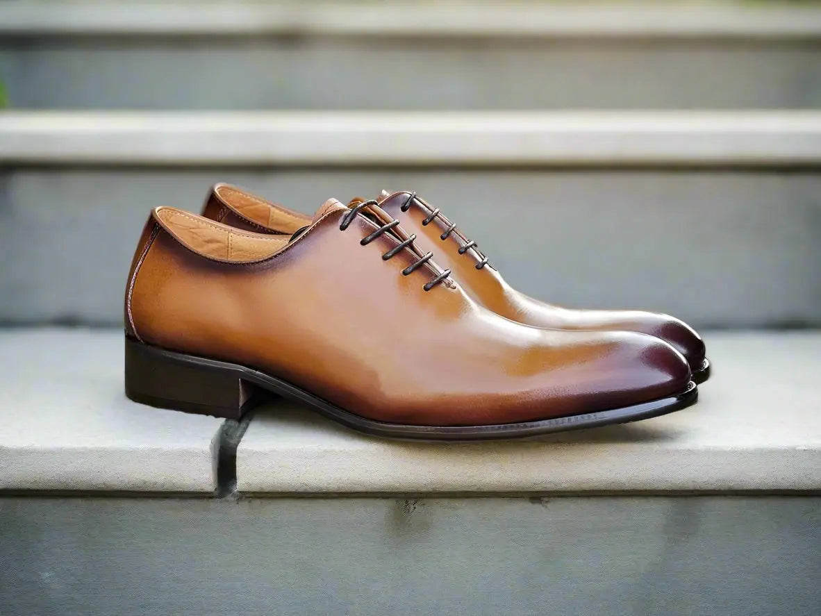 Premium Genuine Calfskin Whole Cut Oxford Dress Shoes for Men - Classic Lace-Up Formal Business & Wedding Attire