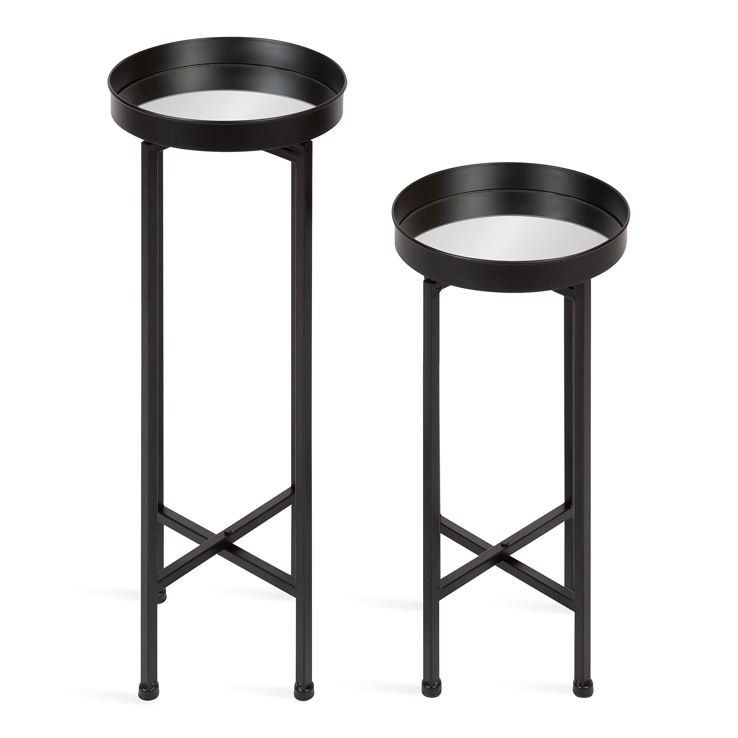 Kate and Laurel Celia Side Tables - Set of 2 Gold & White Modern Glam End Tables for Living Room, Bedroom & Office Decor