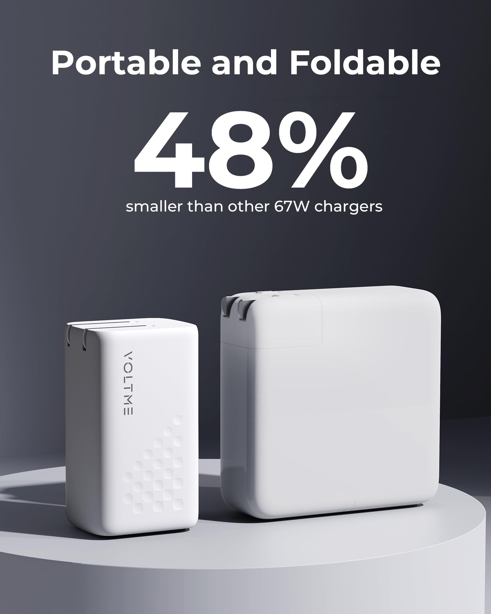 VOLTME 67W USB C Wall Charger, 3-Port GaN Fast Charger Block with PD - Compatible with MacBook Pro/Air, iPad Pro, iPhone 16/15/14, Galaxy S24/S23, Dell XPS 13, Pixel - Compact & Foldable Design (White) - Perfect for Travel, Home & Office Use