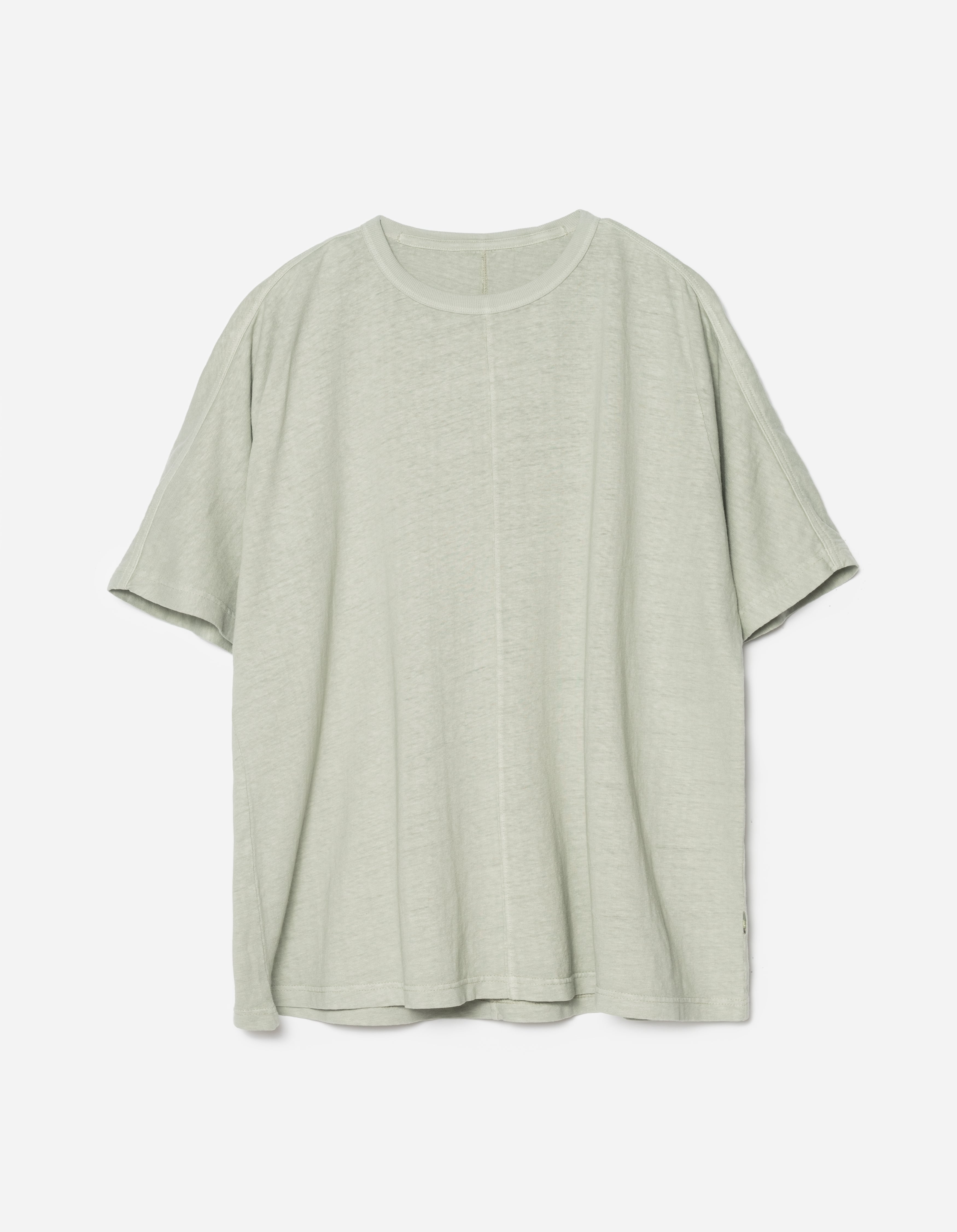 5234 Hemp Cross Loose T-Shirt for Women - Sage Green Organic Cotton Blend Casual Top for Summer Outfits & Boho Style