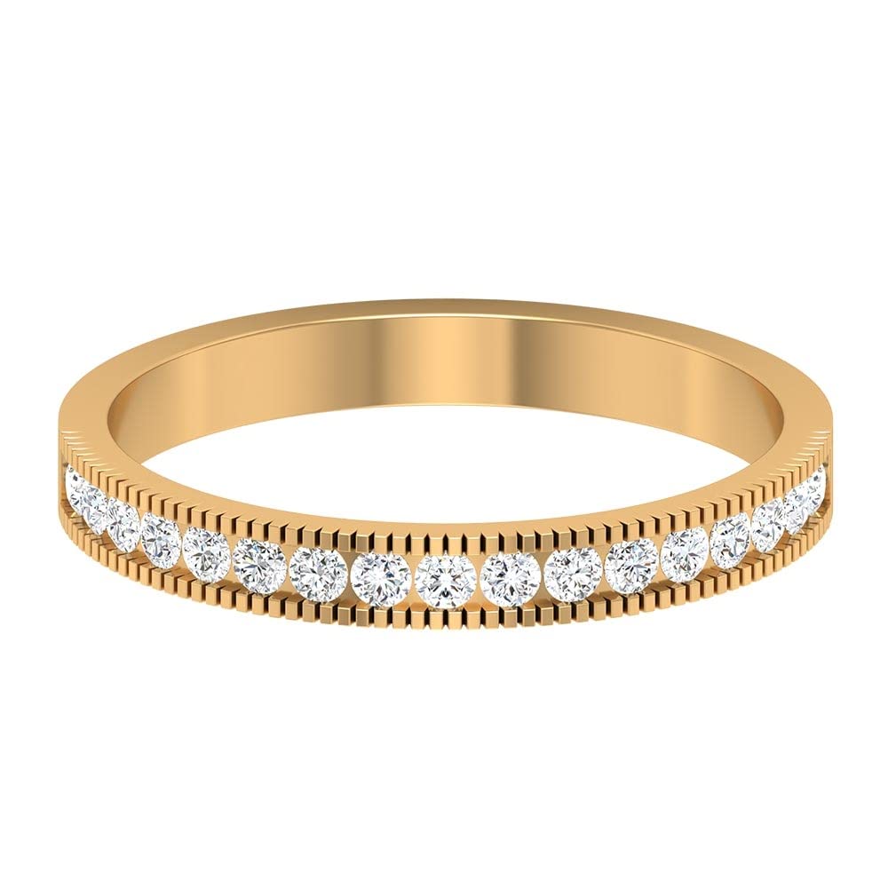 1/2 CT Moissanite 14K Solid Gold Half Eternity Ring - Channel Set Wedding Band with Milgrain Detailing | Perfect for Engagement, Anniversary & Bridal Jewelry Gifts