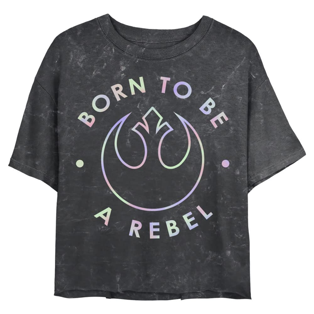 Star Wars Born to Be a Rebel Women's Vintage Washed Short Sleeve Crop T-Shirt | Casual Graphic Tee for Fans, Cosplay & Everyday Wear
