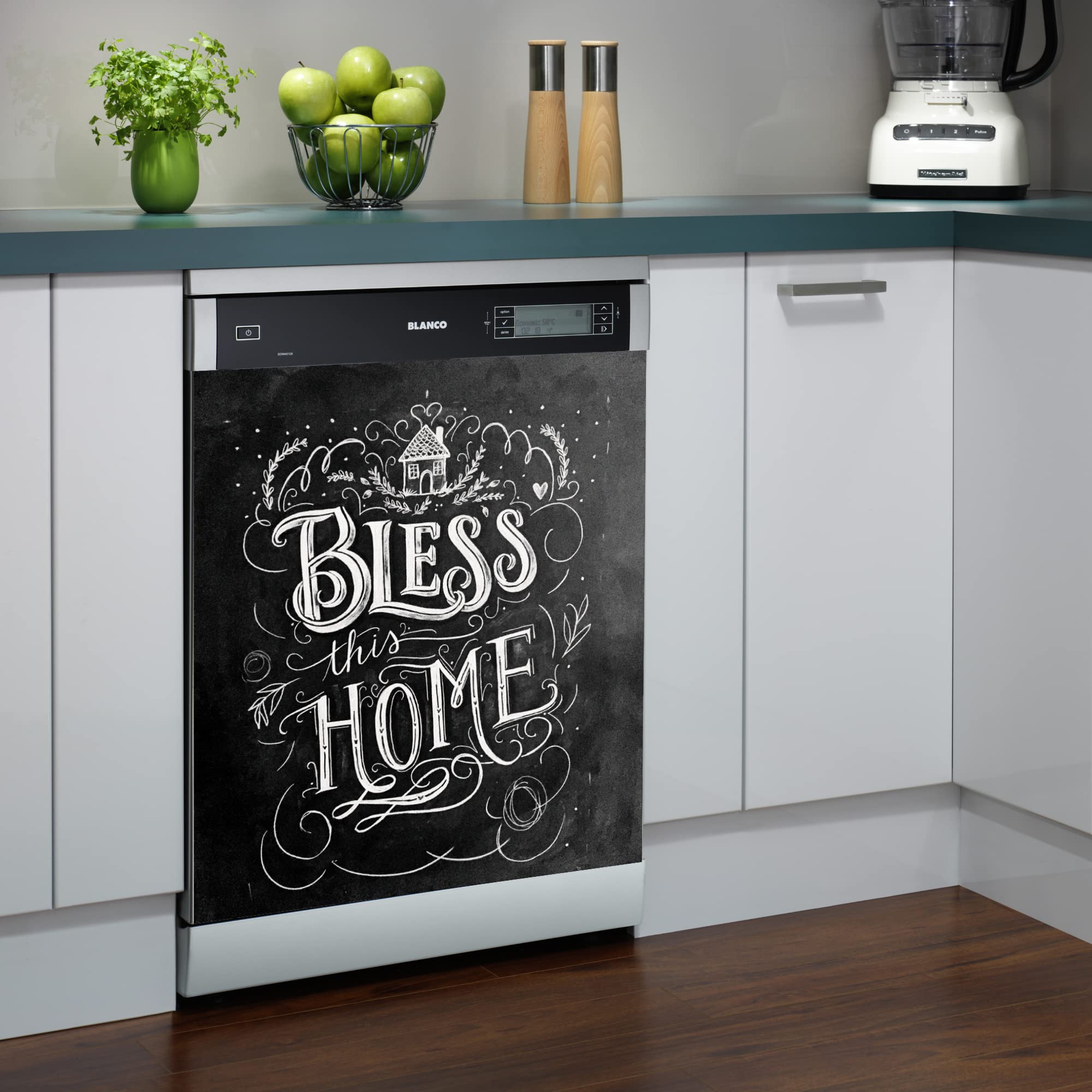 BlessThis Home - Black Dishwasher Magnet Cover 23x26 Inch, Decorative Magnetic Panel for Kitchen Appliances, Dishwasher Front Decal, Home Cabinet Stickers - Perfect for Modern Kitchens & Home Decor