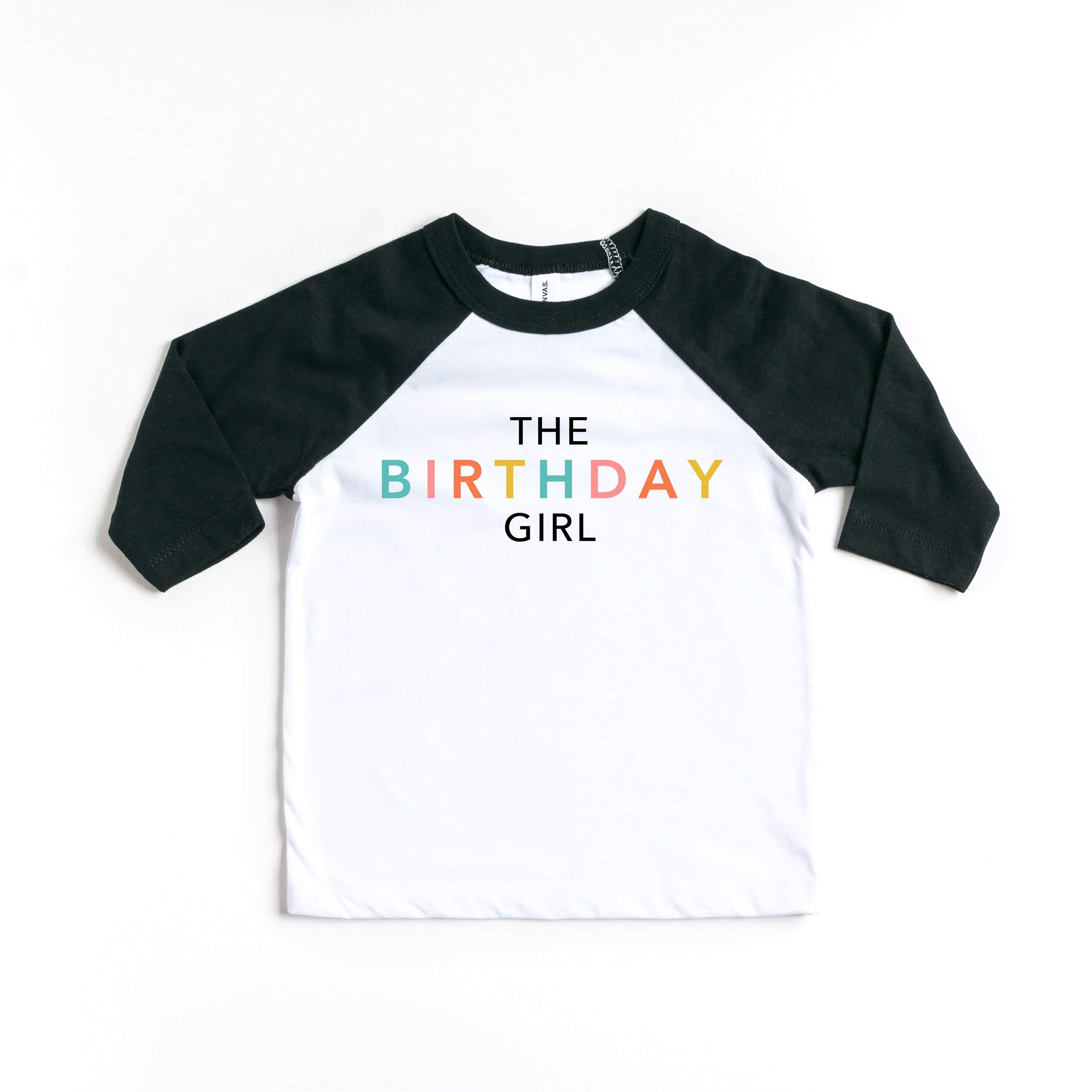 Birthday Girl Toddler Raglan Tee - Cute 3D Print Short Sleeve T-Shirt for Girls Birthday Party & Photo Shoots