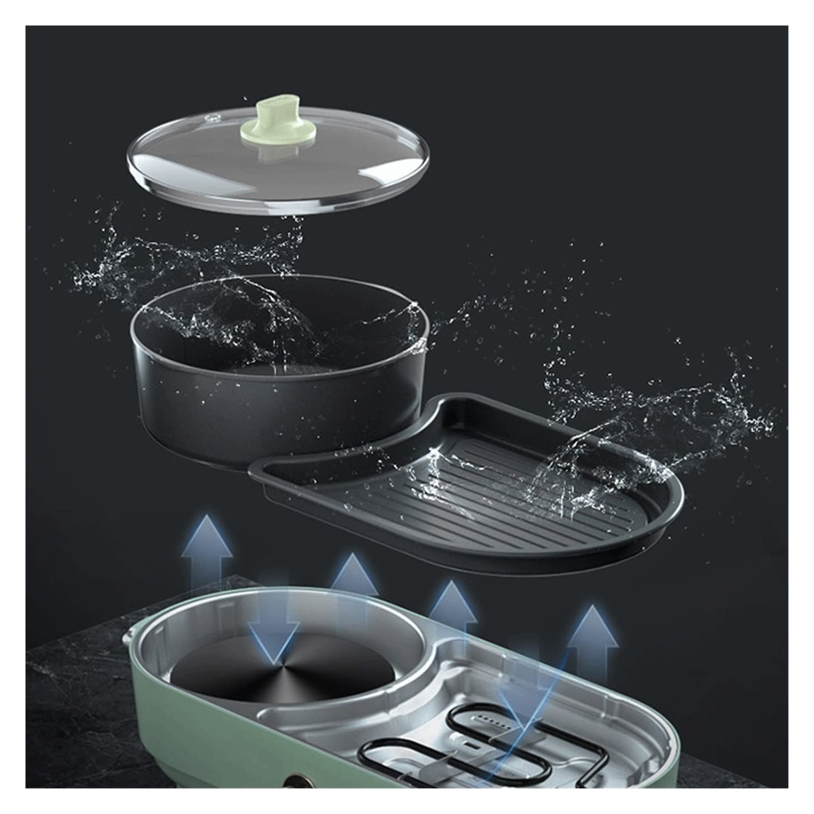 Premium Adjustable Electric Grill and Hot Pot Set - Dual Temperature Control for Indoor Teppanyaki, Shabu Shabu & BBQ | Removable Non-Stick Plates (Color B) - Perfect for Family Dinners, Parties & Asian Cuisine Lovers