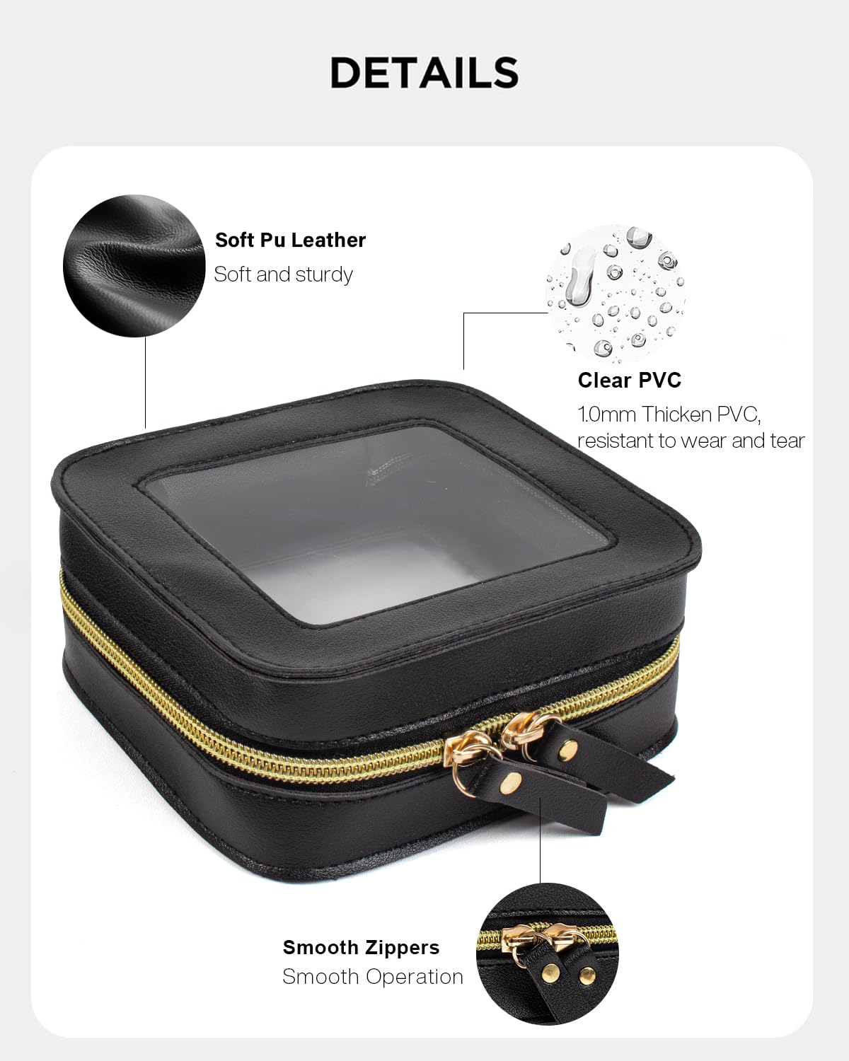 LETGO Mini Clear Makeup Bag for Women & Men - Small Cute Toiletry Bag for Purse Essentials, Travel & Car Accessories (Clear Black, Mini) - Perfect for Cosmetics, Travel Organizer & Daily Use