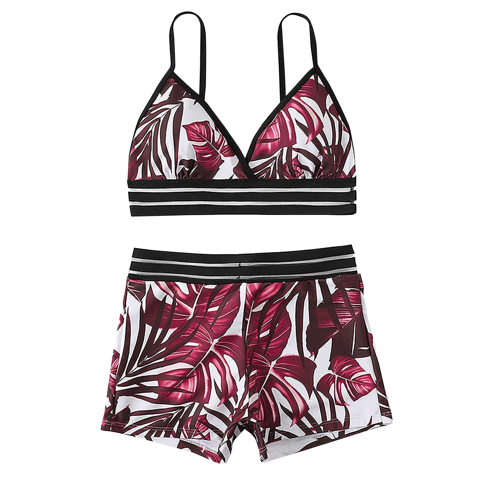 NBXNZWF Women's Printed Bikini Set - Backless Sexy Swimwear with Molded Cups, Retro Bandeau Beachwear for Summer | Perfect for Pool Parties, Beach Vacations & Tropical Getaways