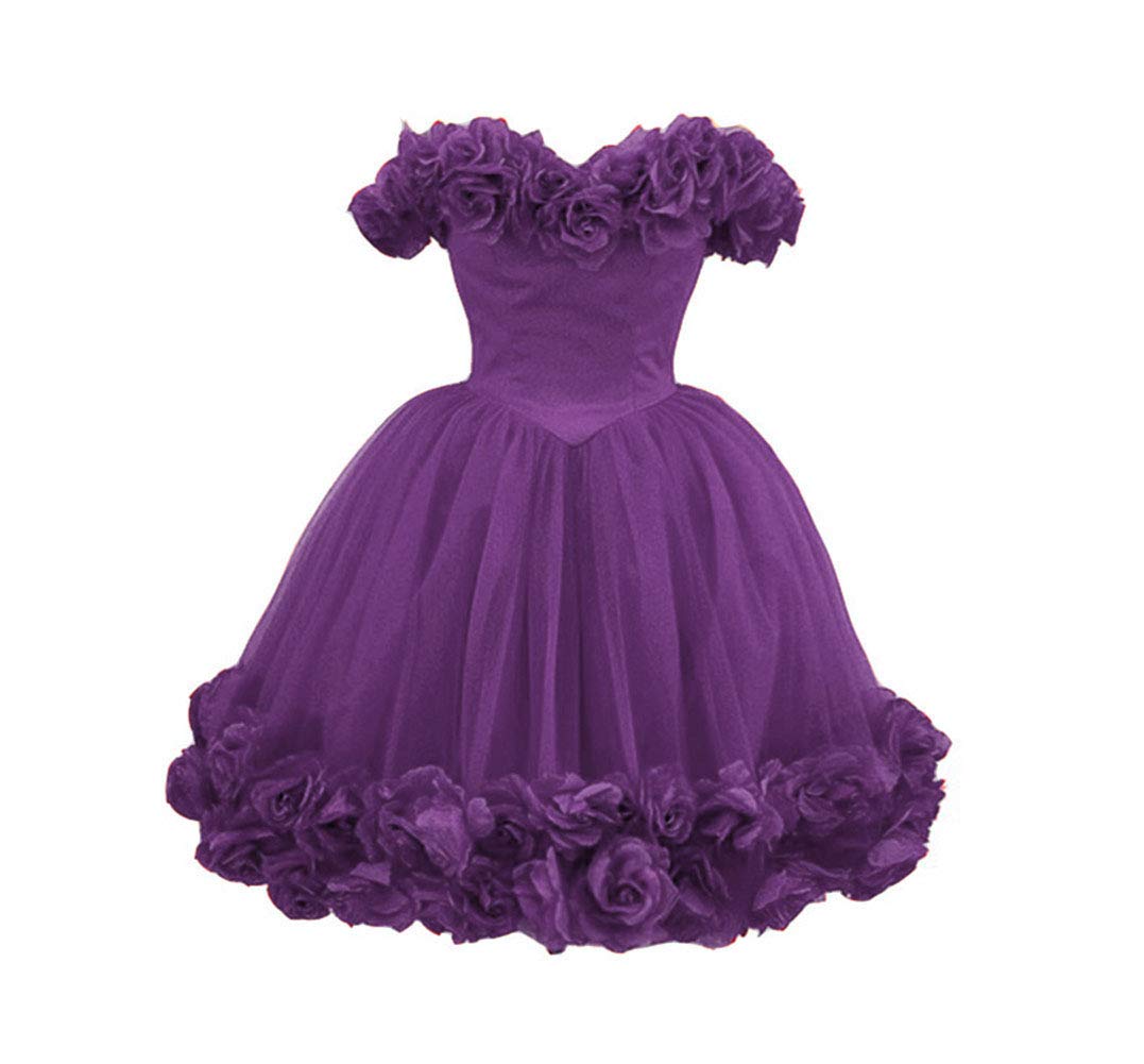 Emanni Women's Off The Shoulder 3D Floral Short Homecoming Dress - Perfect for Prom, Party, and Special Occasions