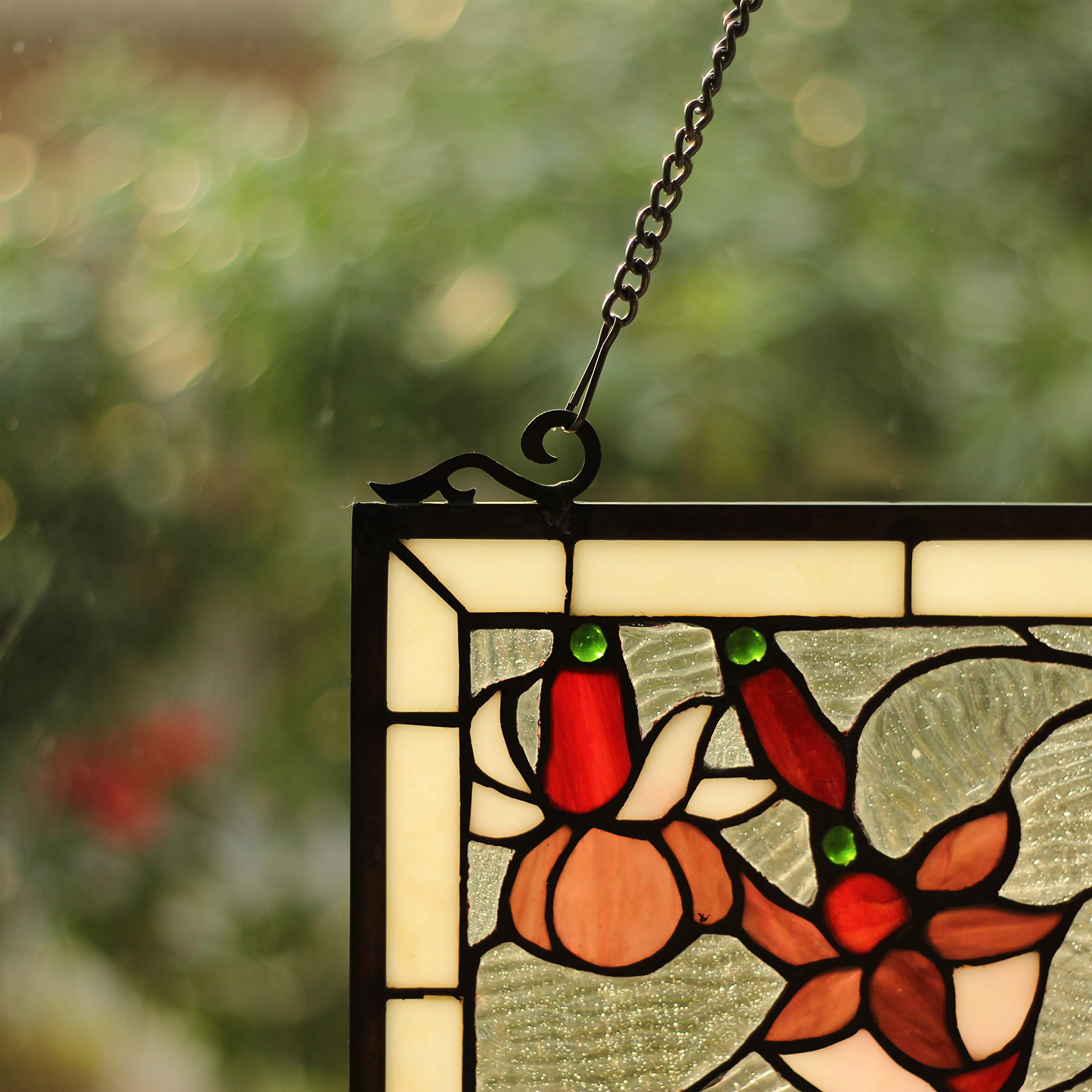 Tiffany Stained Glass Window Panel 18x31 Inches - Handcrafted Art Glass for Home Decor, Church, and Office Windows