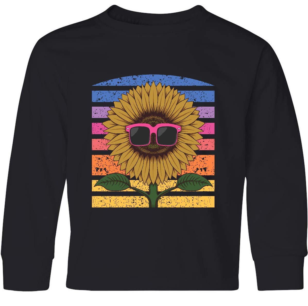 Inktastic Sunflower Gardening Rainbow Long Sleeve T-Shirt for Youth - Perfect for Outdoor Activities, Gardening, and Casual Wear