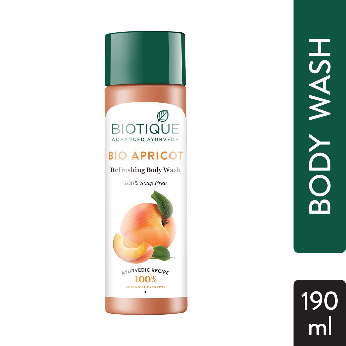 Biotique Bio Apricot Refreshing Body Wash 190ml & Biotique Bio Basil Sandalwood Body Powder 150g - Natural Ayurvedic Skincare Set for Daily Shower and Refreshing Aftercare