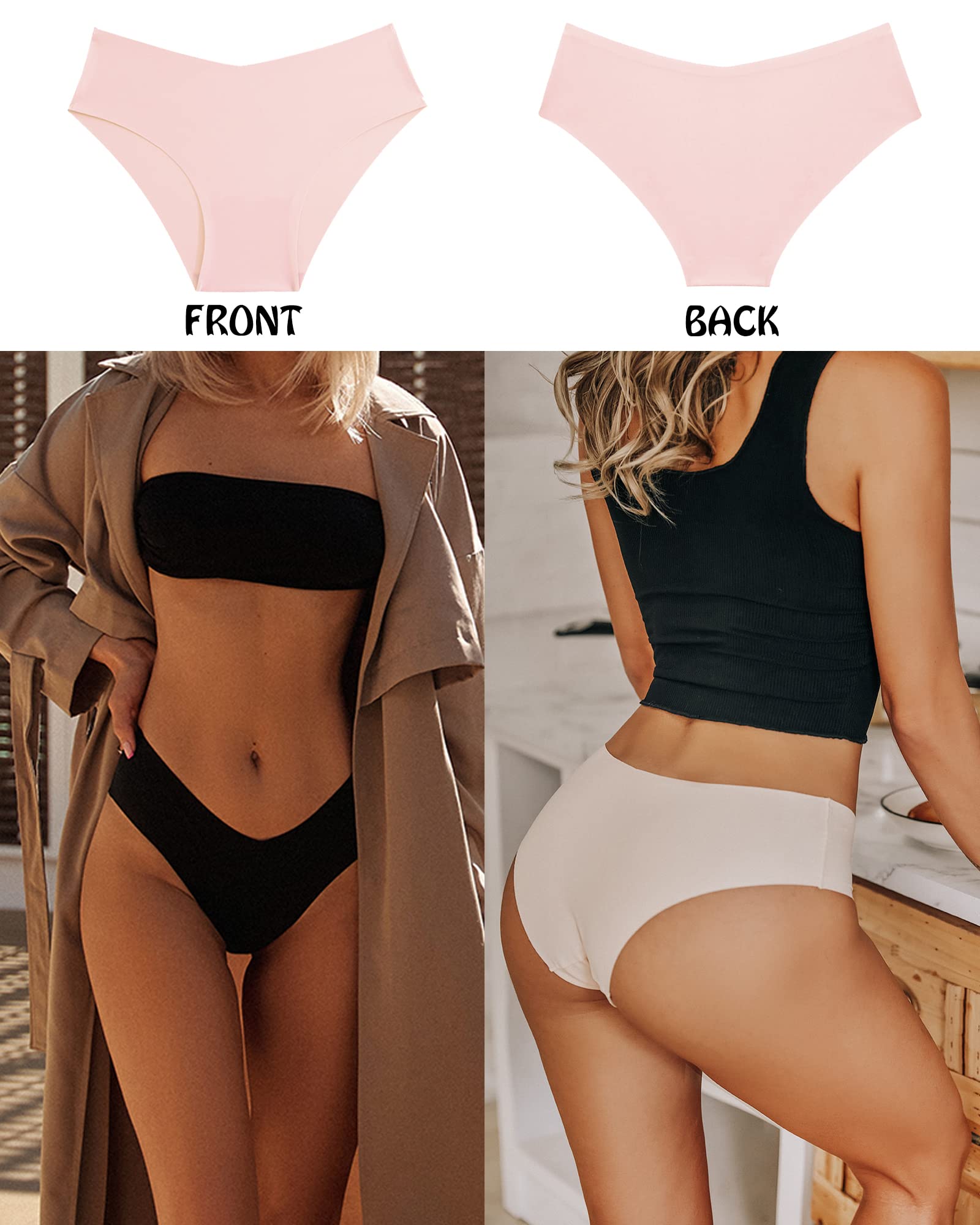 ROSYCORAL Women's Seamless Bikini Panties - Soft Stretch No Show Underwear 9-Pack (XS-L) | Invisible Comfort for Everyday Wear & Travel