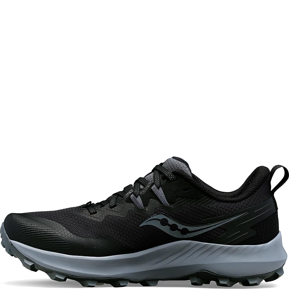 Saucony Peregrine 14 Women's Trail Running Shoes - Black/Carbon Grey - Size 44 EU - Lightweight & Durable for Hiking, Outdoor Adventures & Daily Jogging