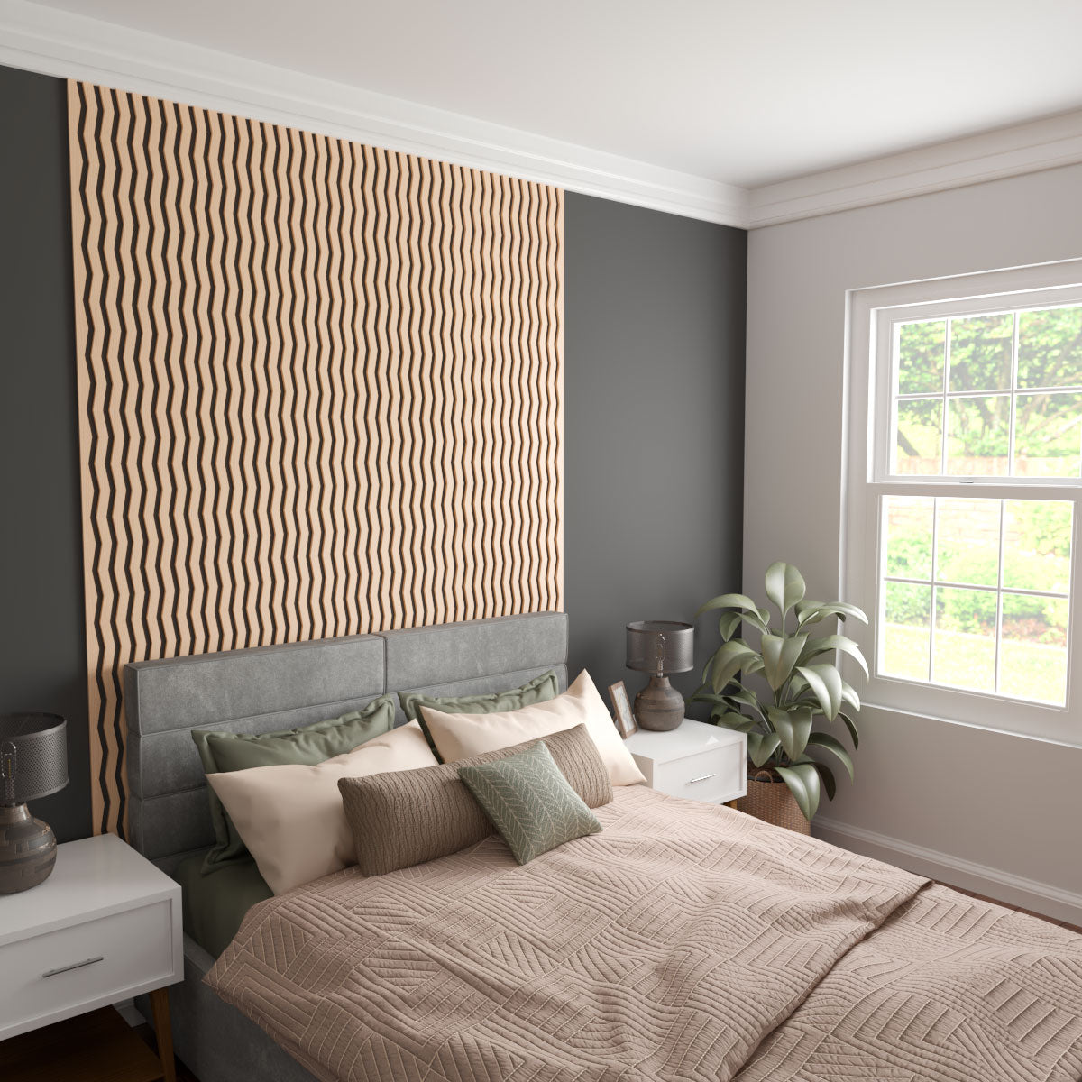 Eastport Adjustable Wood Slat Wall Kit - DIY Modern Acoustic Panel for Home Office & Bedroom Decor - Easy Installation & Customizable Design