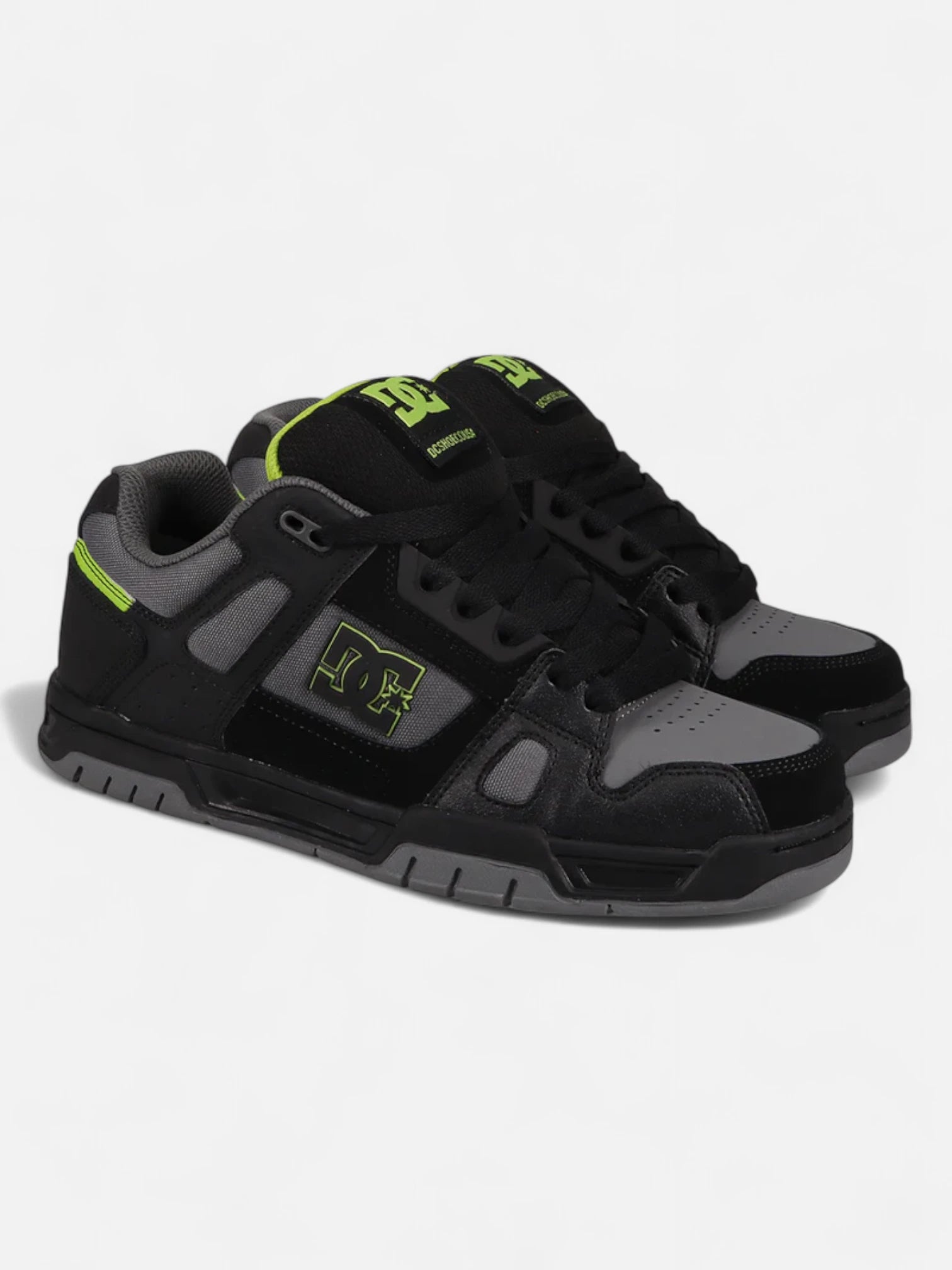 DC Stag Skate Shoes for Men - Black & Lime Green Sneakers for Skateboarding, Streetwear & Casual Wear