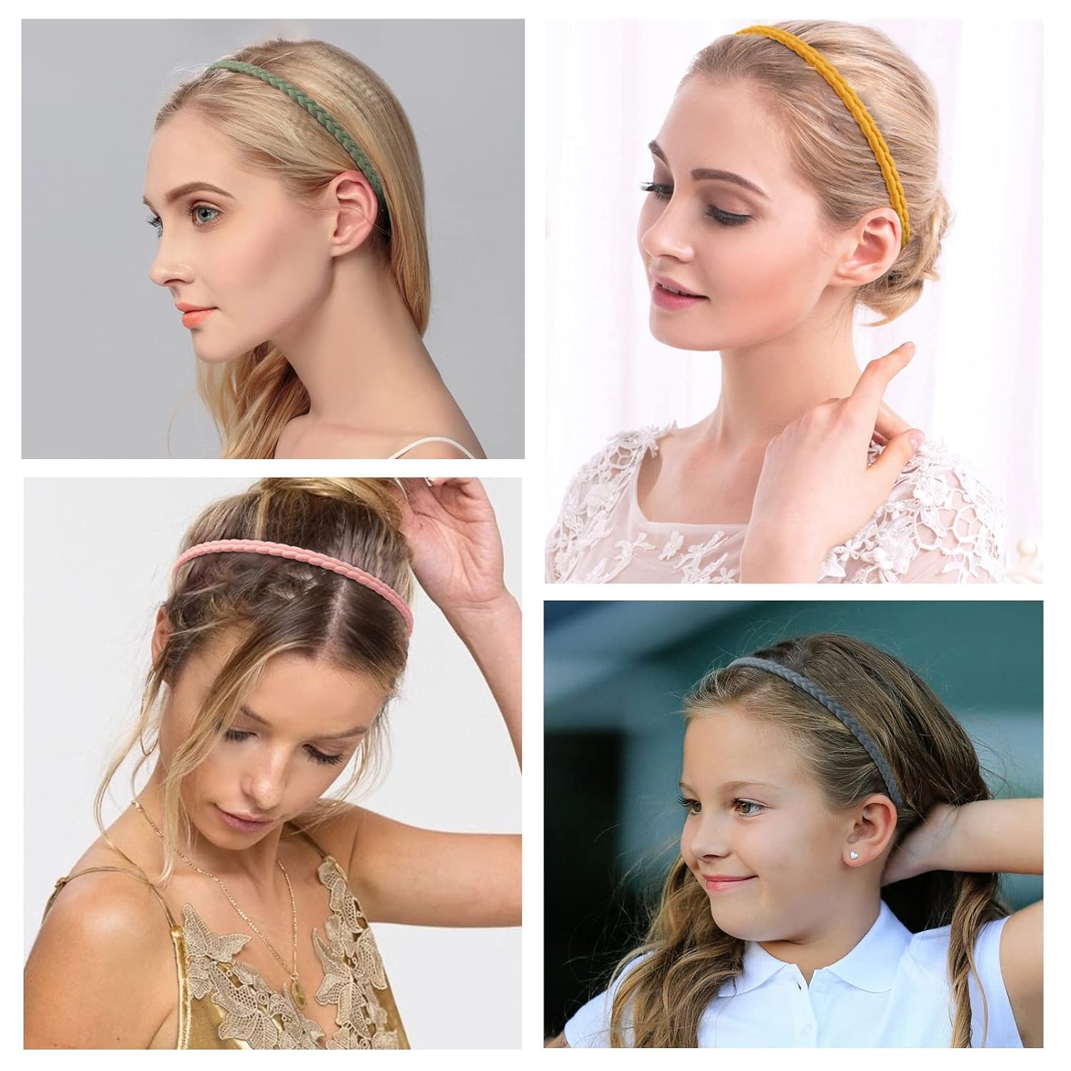 FAMEZA 6PCS Retractable Hair Bands for Women - No Slip Spring Wavy Headbands, Foldable & Adjustable Hair Hoops for Travel, Gym, Work & Everyday Use