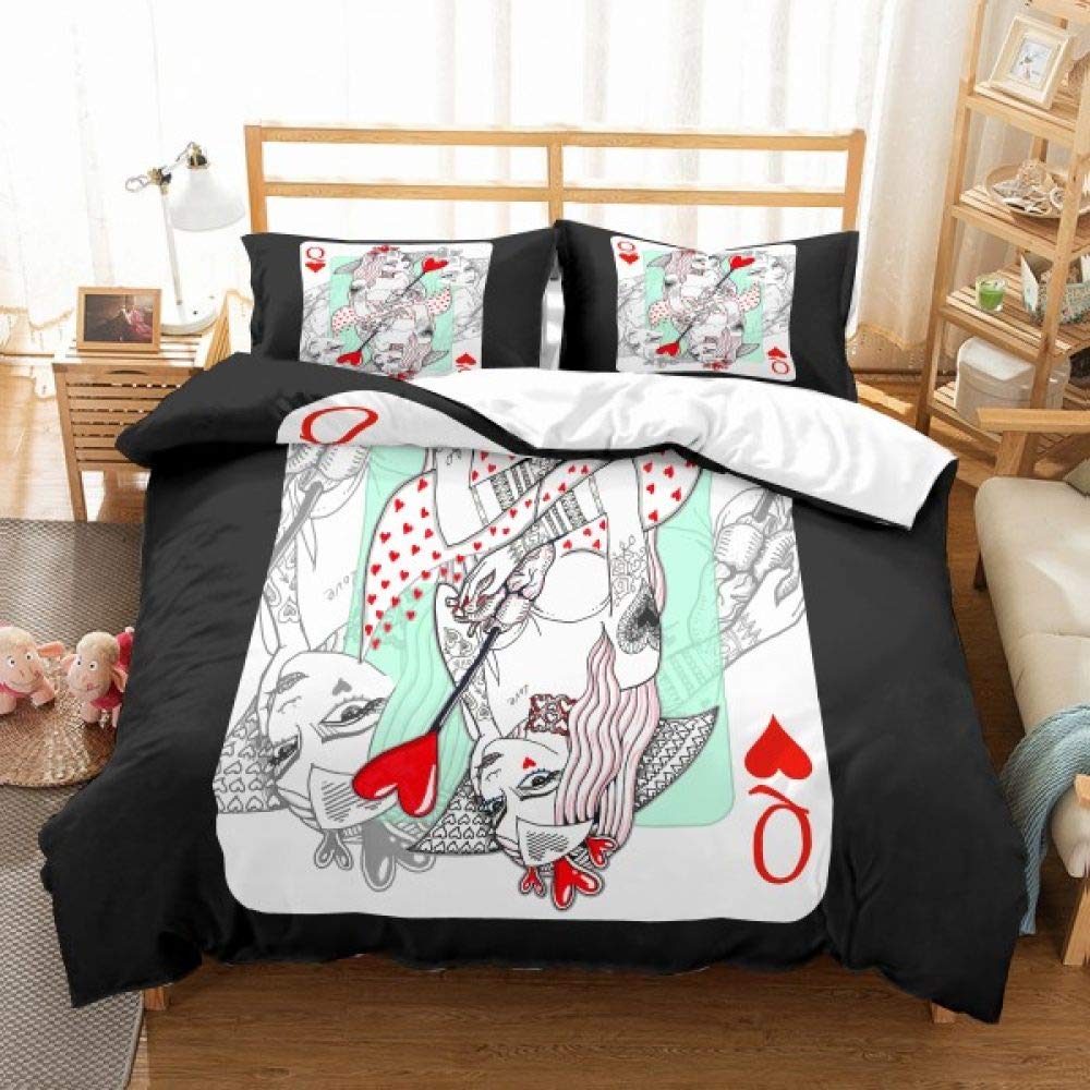 Red Heart Mermaid Duvet Cover Set - Floral Bedding Collection for Twin, Full, Queen & King Size Beds | Soft Bed Linen Set (68x86in) | Perfect for Kids' Rooms, Teen Bedrooms & Mermaid-Themed Decor