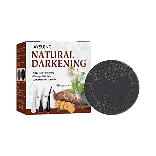 He Shou Wu Black Hair Shampoo Bar - Natural Hair Darkening Soap for Gray to Black Hair Transformation, Moisturizing & Detoxifying Cleanser for Soft, Wavy Hair - Herbal Hair Care Solution for Men & Women (Use for Daily Hair Wash, Gray Coverage & Scalp Detox)