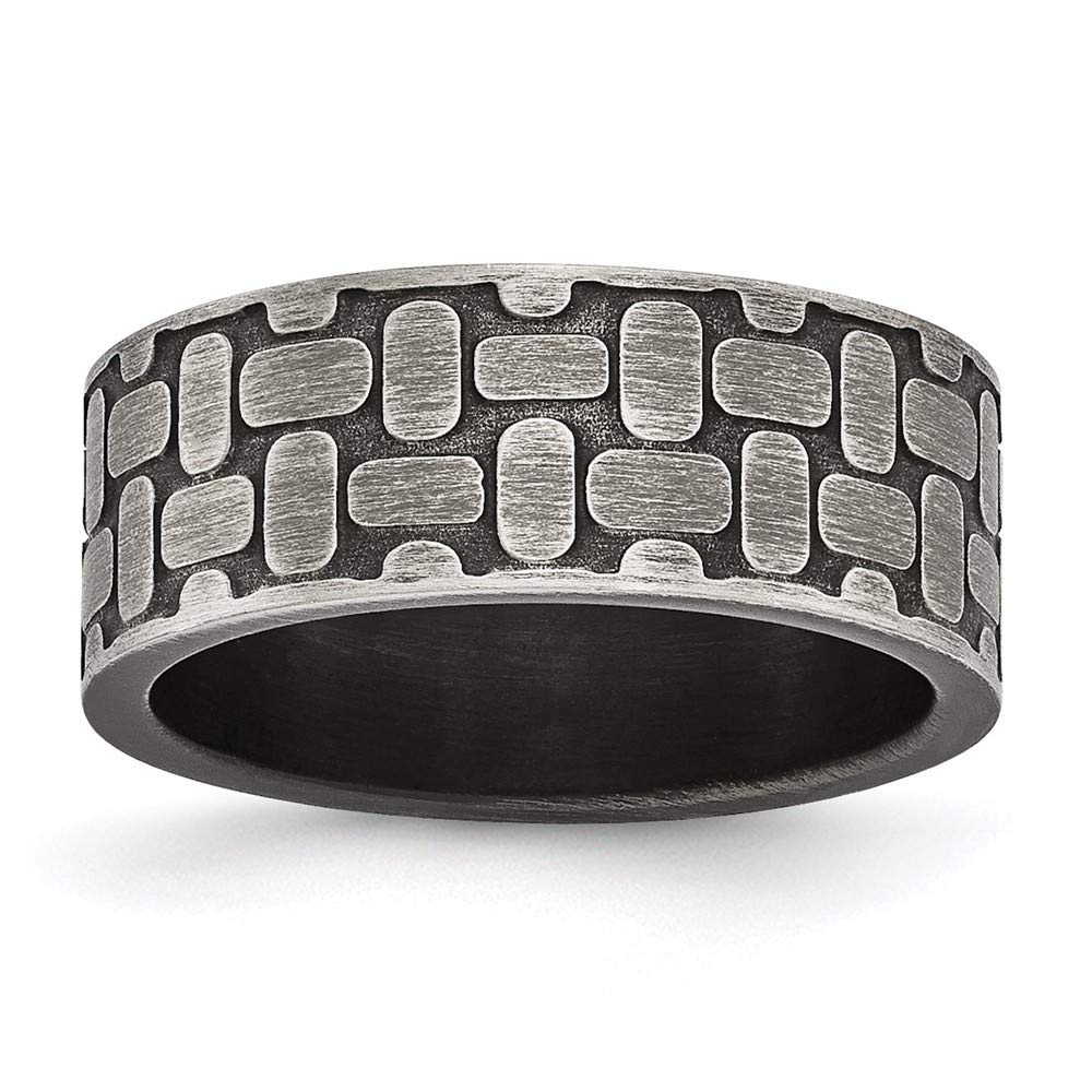 Antiqued Brushed Stainless Steel Textured Ring for Women - Elegant Fine Jewelry Gift for Her - Perfect for Anniversaries, Birthdays & Special Occasions