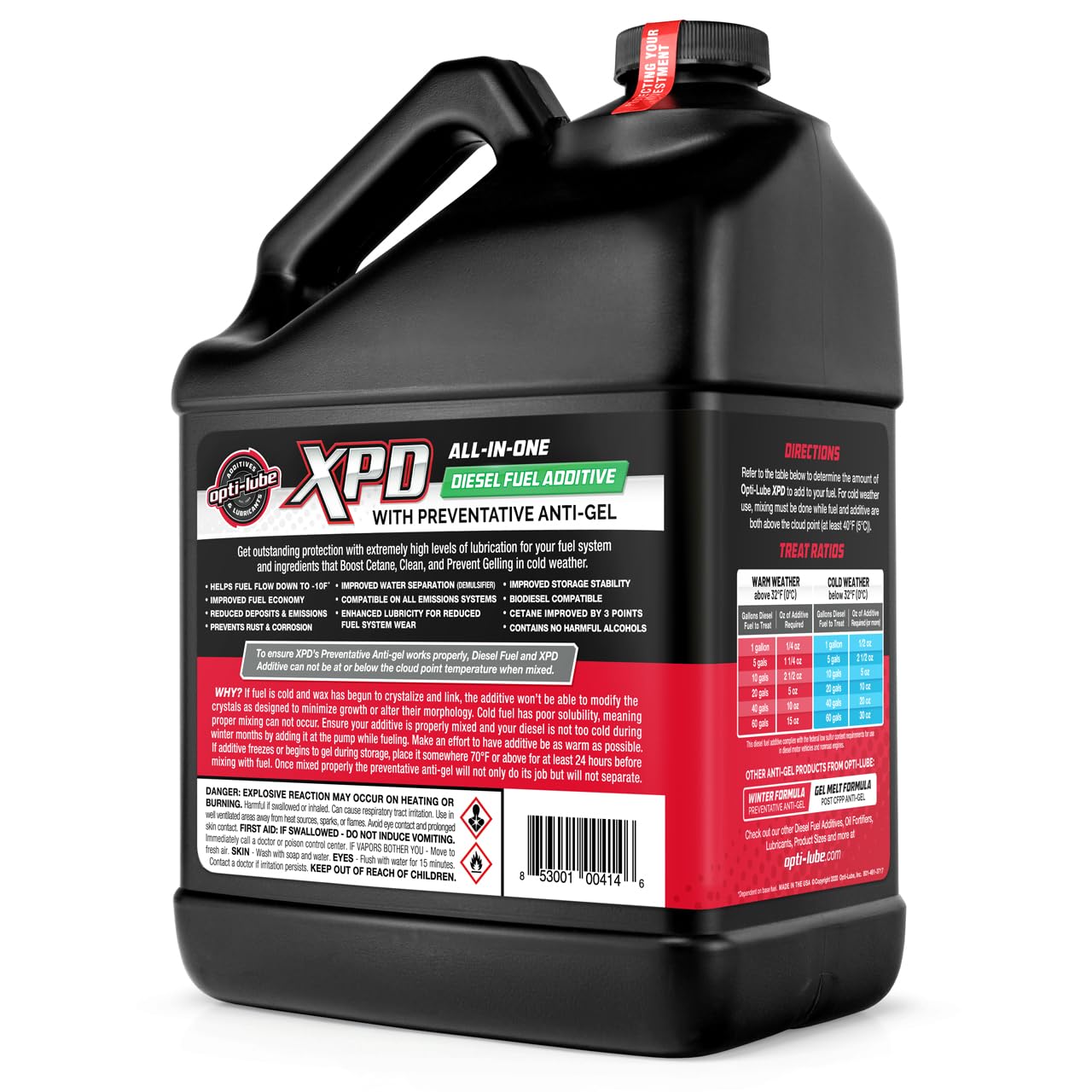 Opti-Lube XPD All Seasons Diesel Fuel Additive - 1 Gallon Bottle with Hand Pump & 2 Empty 8oz Bottles | Improves Fuel Efficiency, Lubricates Injectors | Ideal for Trucks, Heavy Equipment & Cold Weather Use