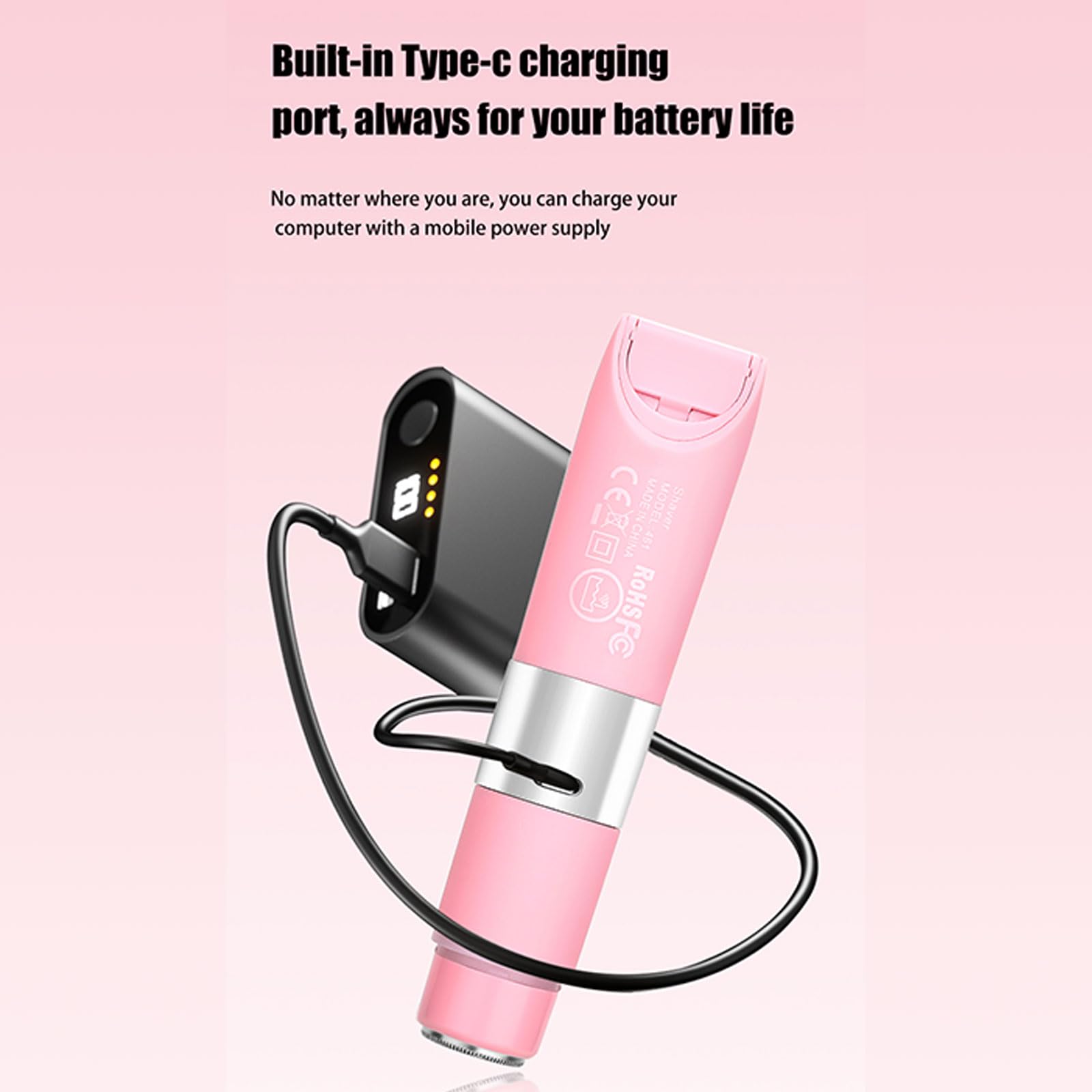 Electric Hair Shaver for Women - Rechargeable & Washable Body Hair Remover with ABS Texture - Perfect for Legs, Arms, Bikini Line & Underarms at Home or Travel