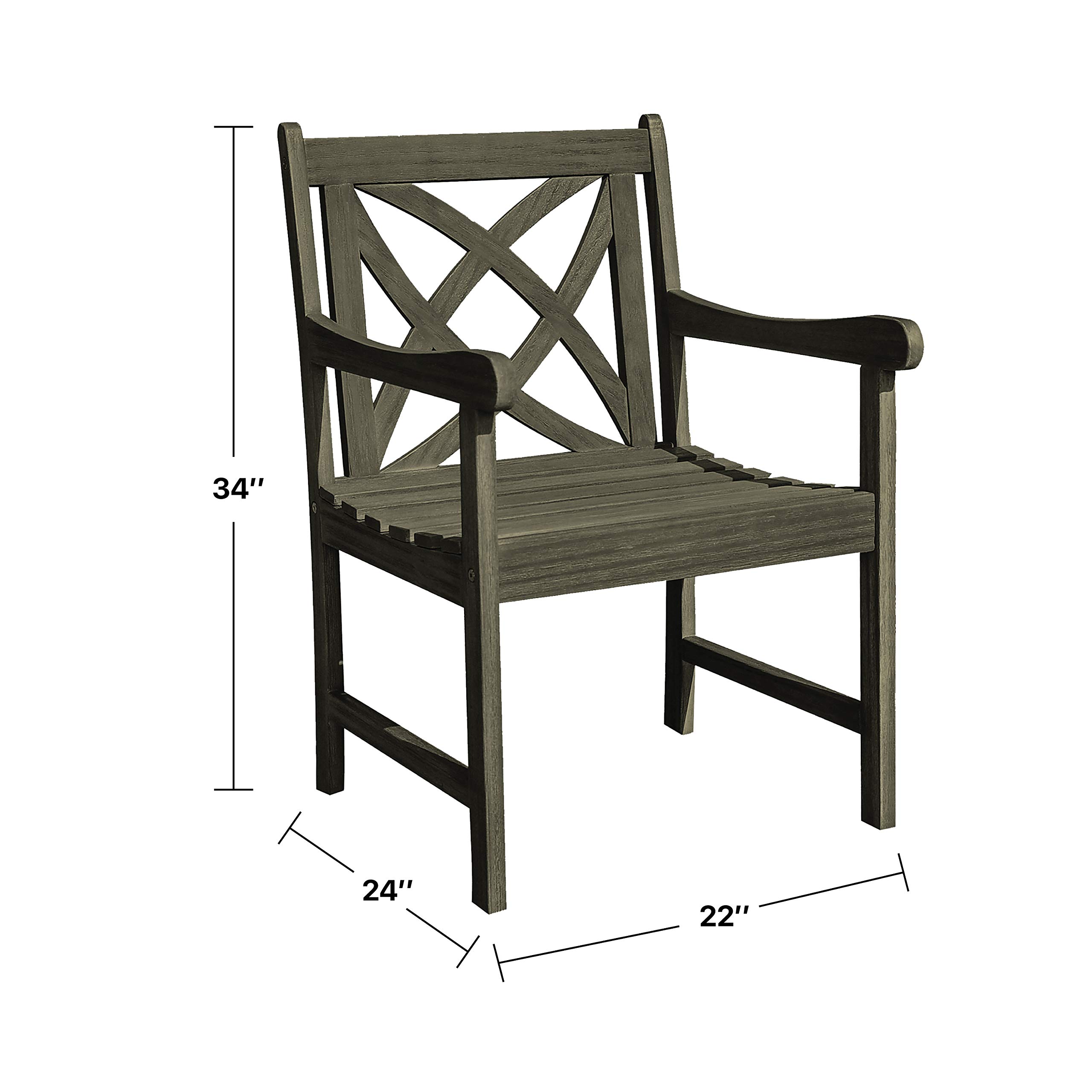 Hand-Scraped Wood Garden Armchair - Rustic Outdoor Patio Furniture for Backyard, Deck, Porch & Garden Relaxation