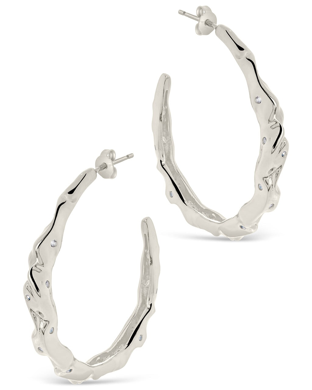 Damaris CZ Molten Metal Hoop Earrings for Women - Sparkling Cubic Zirconia Drop Dangle Earrings - Perfect for Parties, Weddings & Evening Events