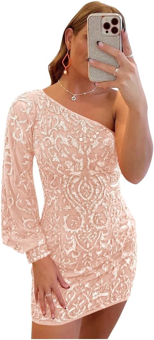 Rose Gold Sequin Plus Size Homecoming Dress for Women 2025 | Lace Short Prom Cocktail Ball Gown US Size 24 | Perfect for Dances, Parties & Special Occasions