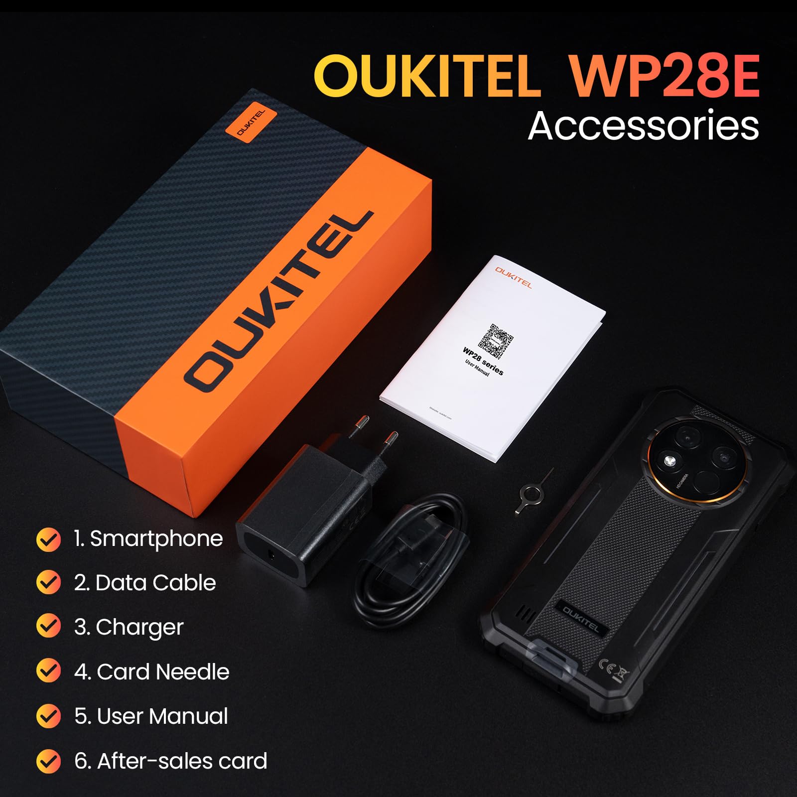 OUKITEL WP28E Rugged Smartphone - Android 14, 10600mAh Battery, 16GB RAM + 64GB/1TB Storage, 6.52