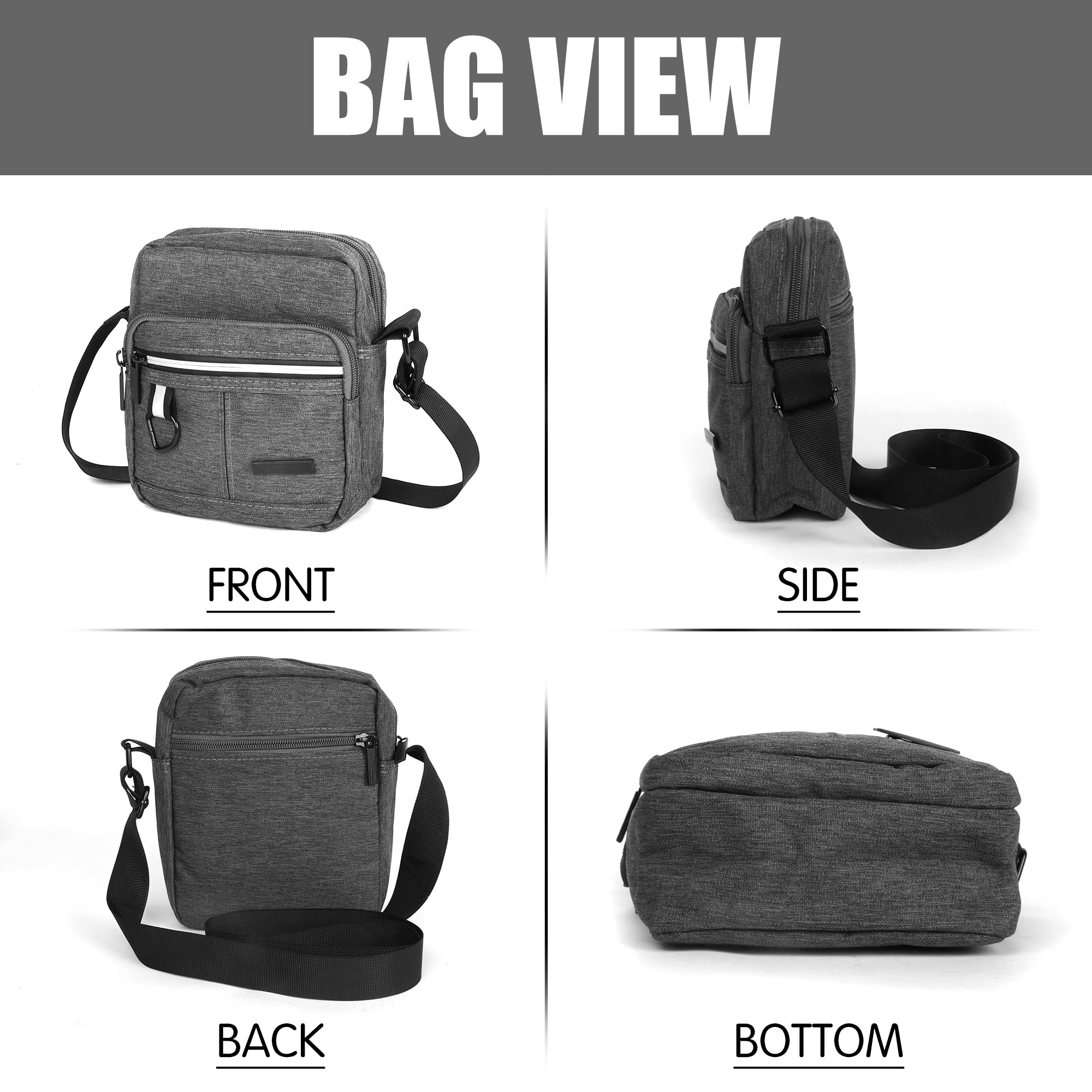 Kaket Men's Waterproof Crossbody Shoulder Bag - Slim Travel Messenger Bag for Business & Casual Use with Multiple Pockets - Perfect for Work, Commuting & Outdoor Activities