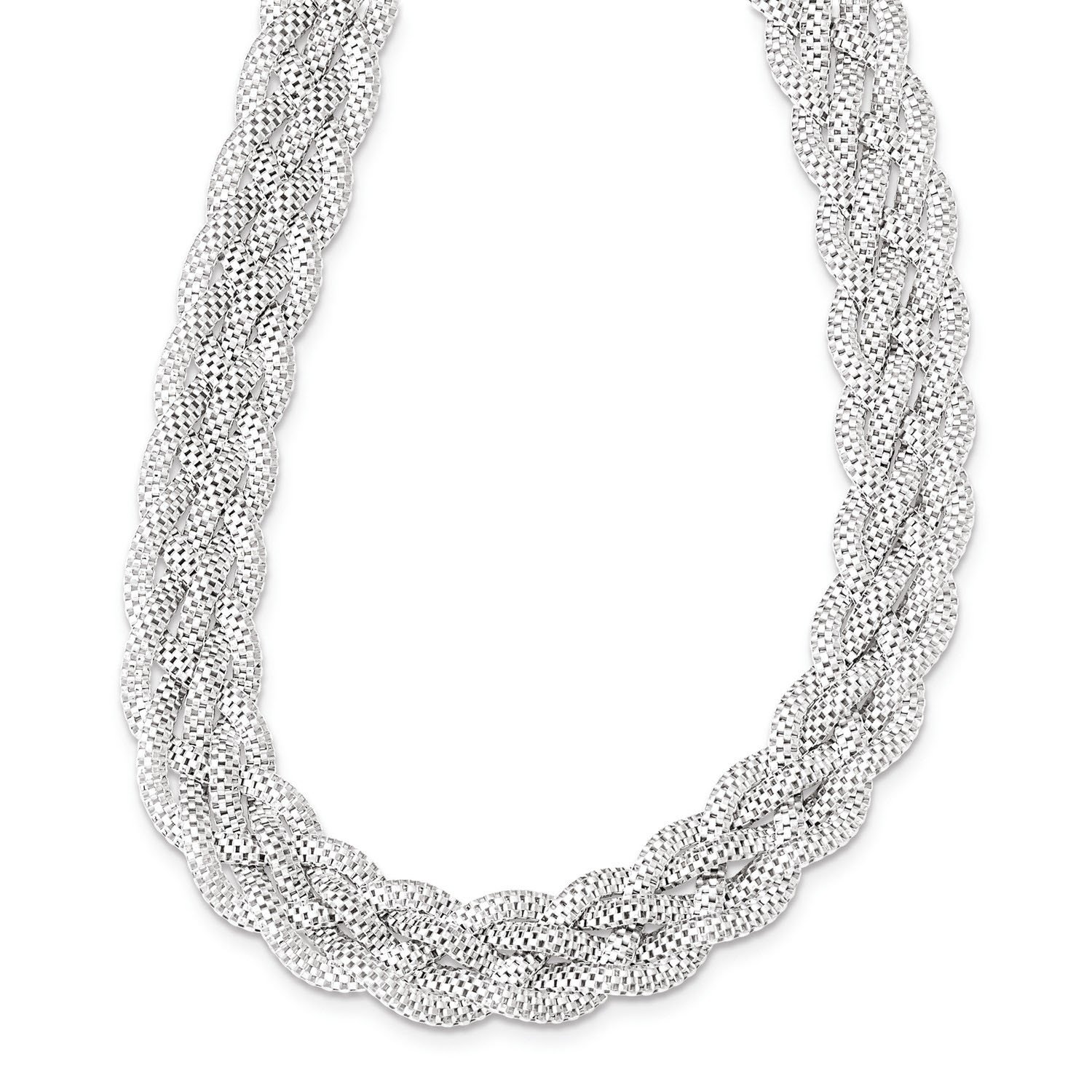 West Coast Jewelry Sterling Silver Braided Mesh Necklace for Women - Elegant Layered Chain Necklace for Everyday Wear, Date Night & Special Occasions