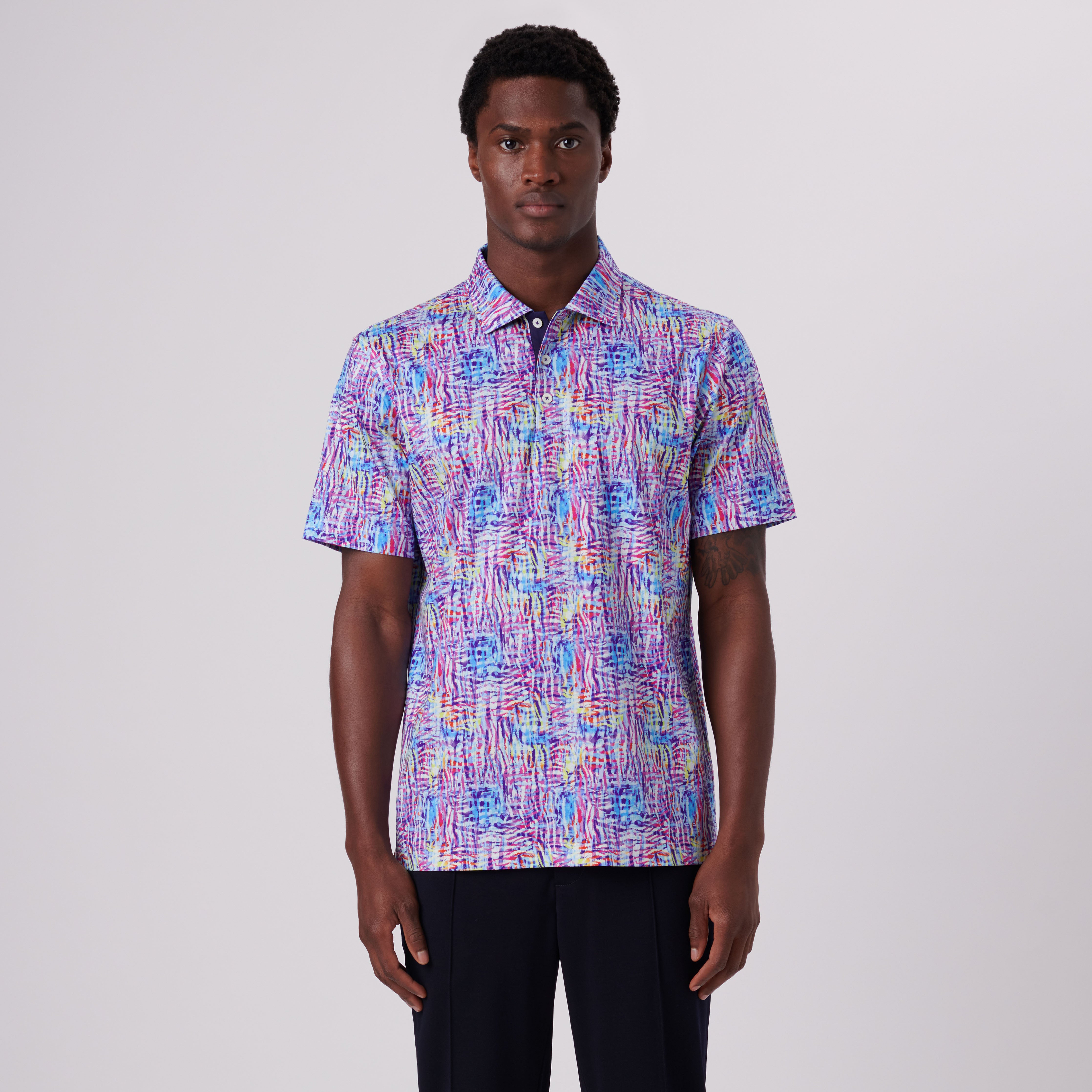 Hendrix Abstract Print Polo Shirt for Men - Stylish Casual Button Down Shirt with Unique Artistic Design - Perfect for Office, Date Night & Summer Outings