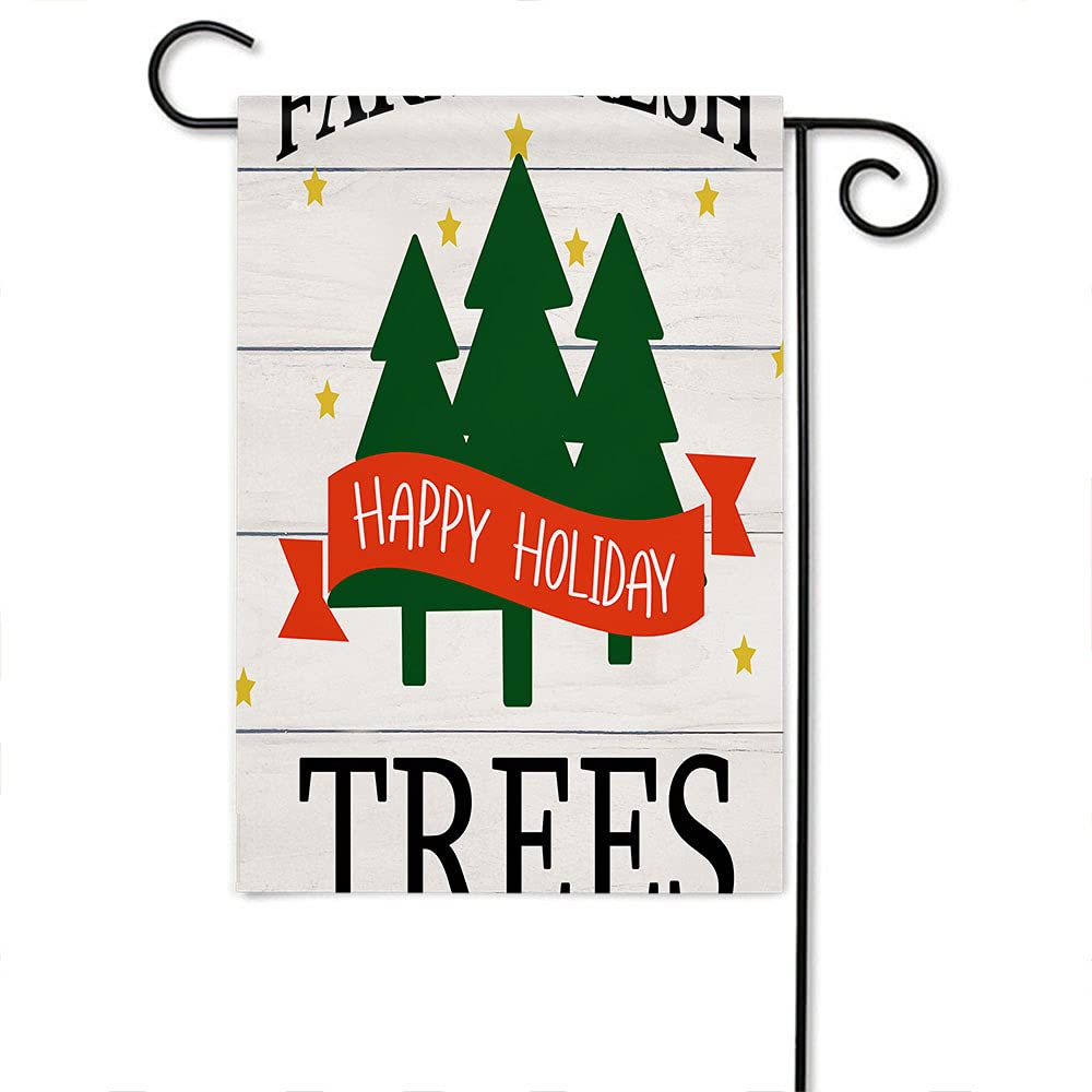 Double Sided Holiday Garden Flag - 12x18 Inch Farm Fresh Pine & Fir Tree Design for Outdoor Porch Decor | Perfect for Christmas Yard, Front Door & Seasonal Home Decoration